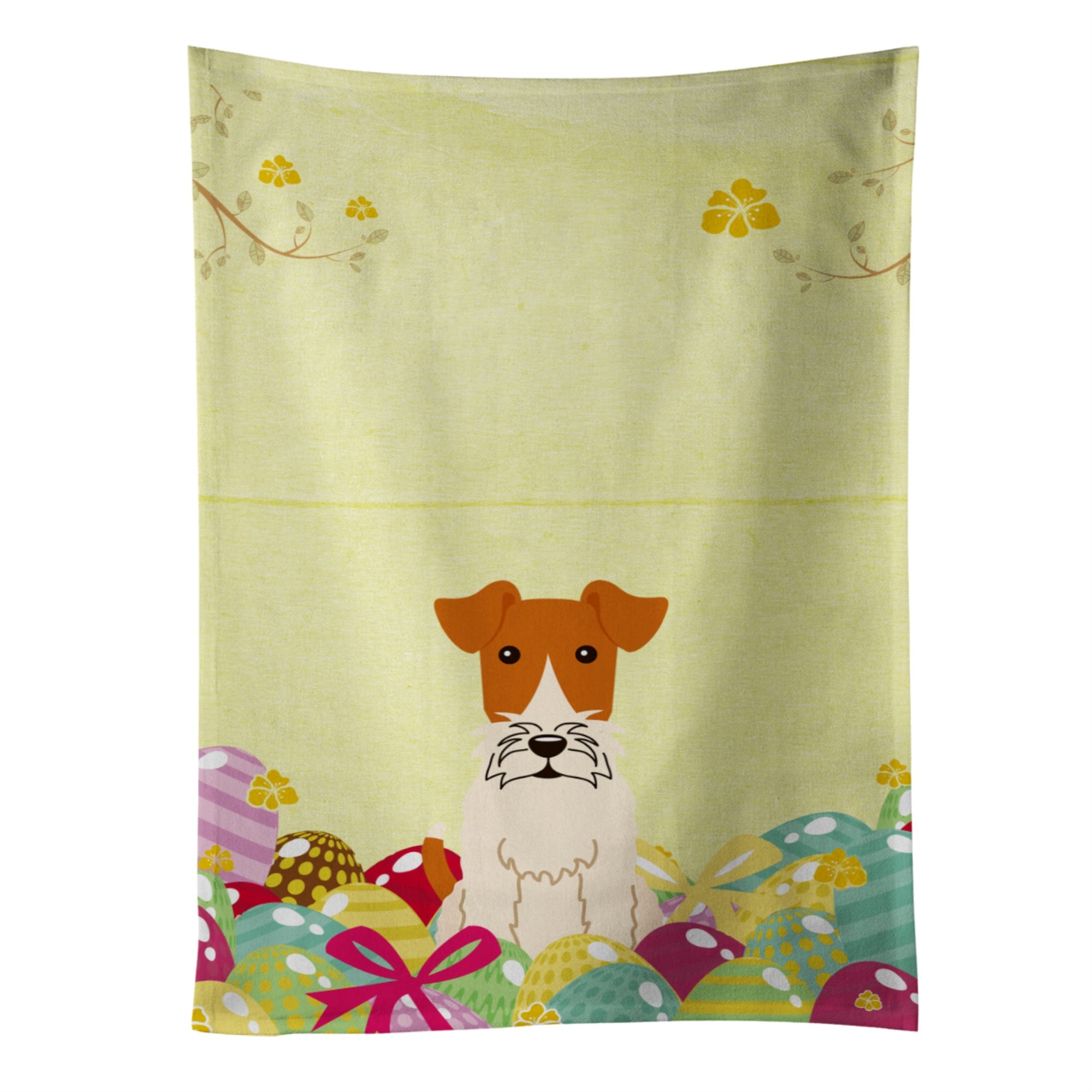 'Caroline'S Treasures Easter Eggs Wire Fox Terrier Kitchen Towel, Multicolor, 25'''' X 15''''''