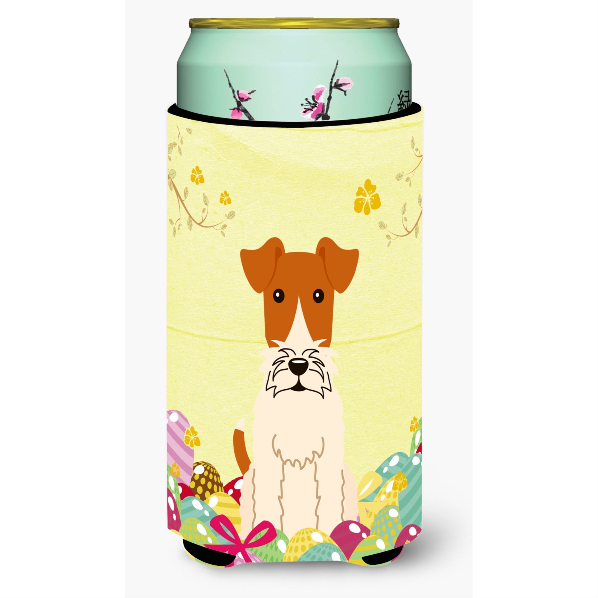 'Caroline'S Treasures Easter Eggs Wire Fox Terrier Tall Boy Beverage Insulator Hugger, Multicolor''
