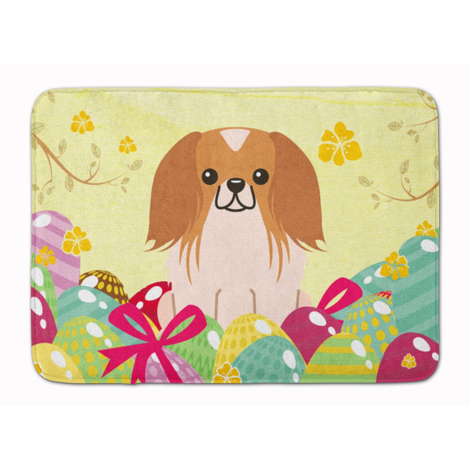 Caroline'S Treasures Easter Eggs Pekingnese Red White Machine Washable Memory Foam Mat Doormats