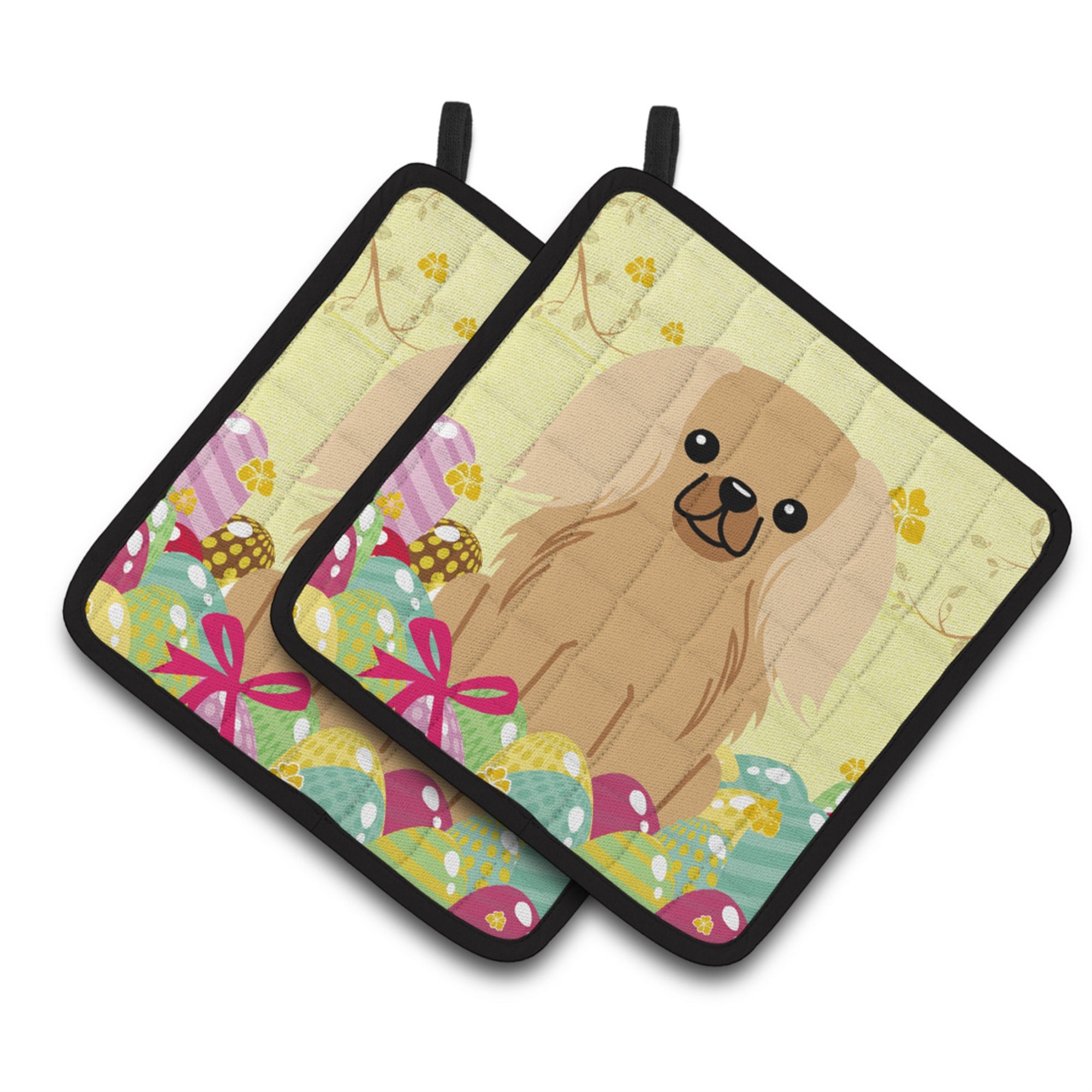 'Caroline'S Treasures Easter Pekingnese Fawn Sable Pair Of Pot Holders, 7.5Hx7.5W, Multicolor''