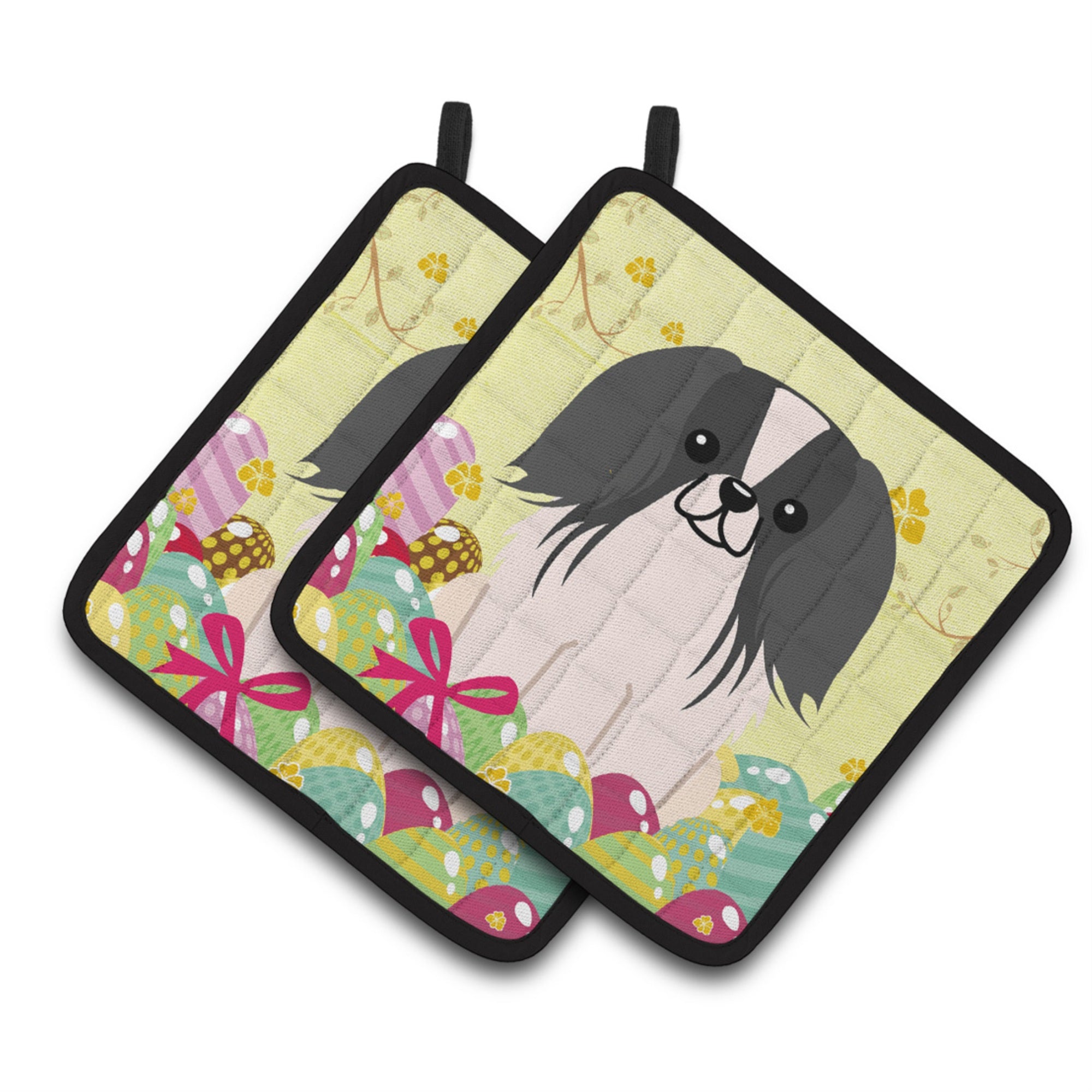'Caroline'S Treasures Easter Pekingnese Black White Pair Of Pot Holders, 7.5Hx7.5W, Multicolor''