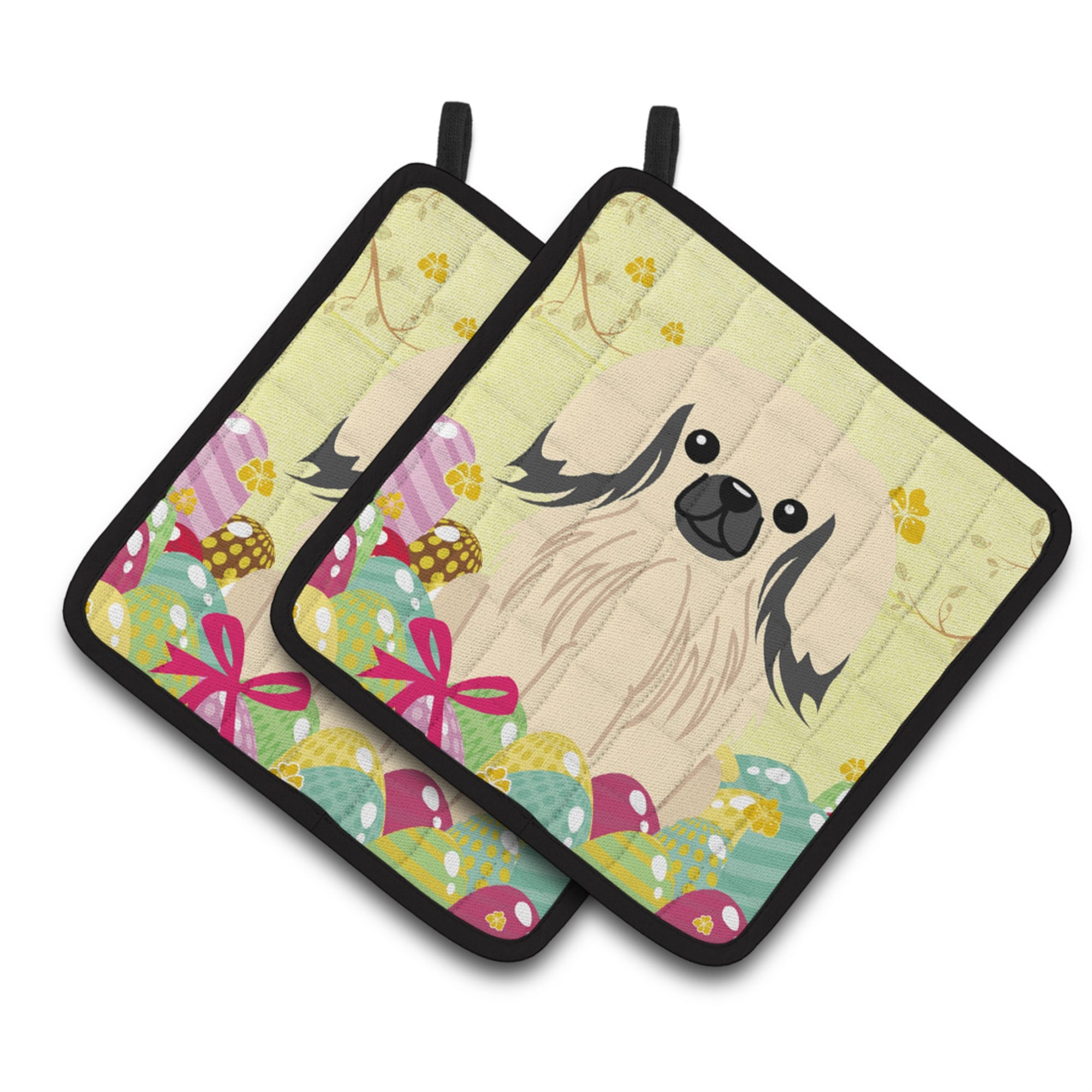 'Caroline'S Treasures Easter Eggs Pekingnese Cream Pair Of Pot Holders, 7.5Hx7.5W, Multicolor''