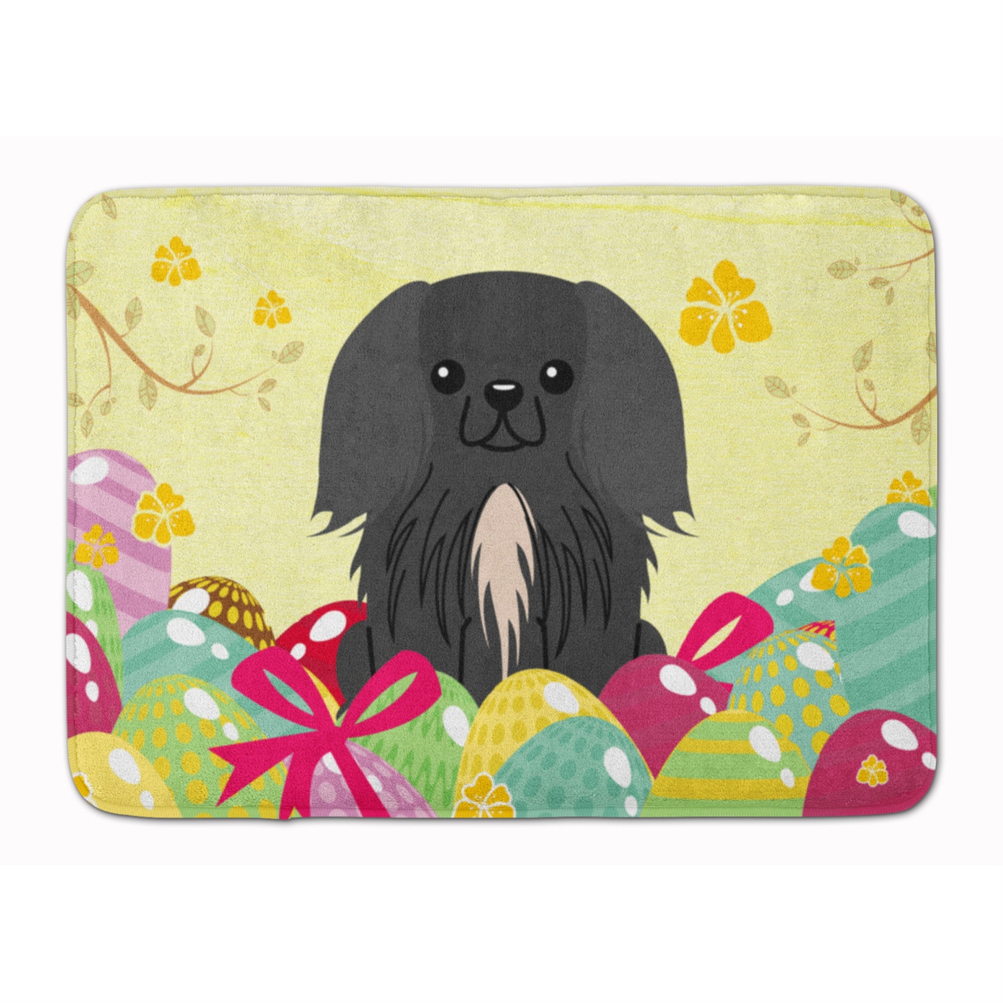 'Caroline'S Treasures Easter Eggs Pekingnese Black Machine Washable Memory Foam Mat Doormats, Multicolor''