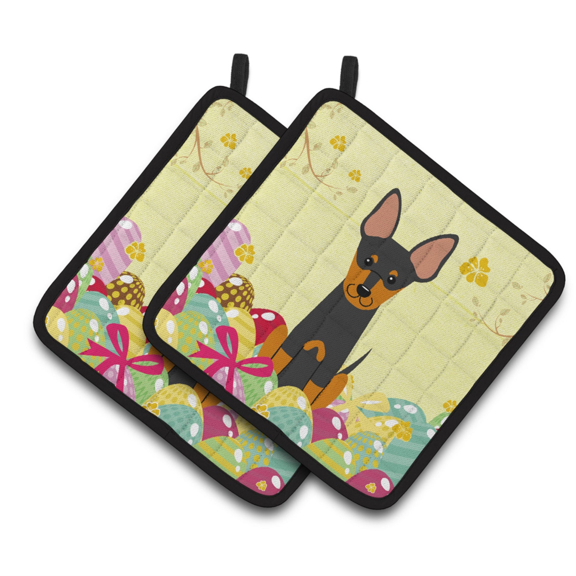 'Caroline'S Treasures Easter English Toy Terrier Pair Of Pot Holders, 7.5Hx7.5W, Multicolor''