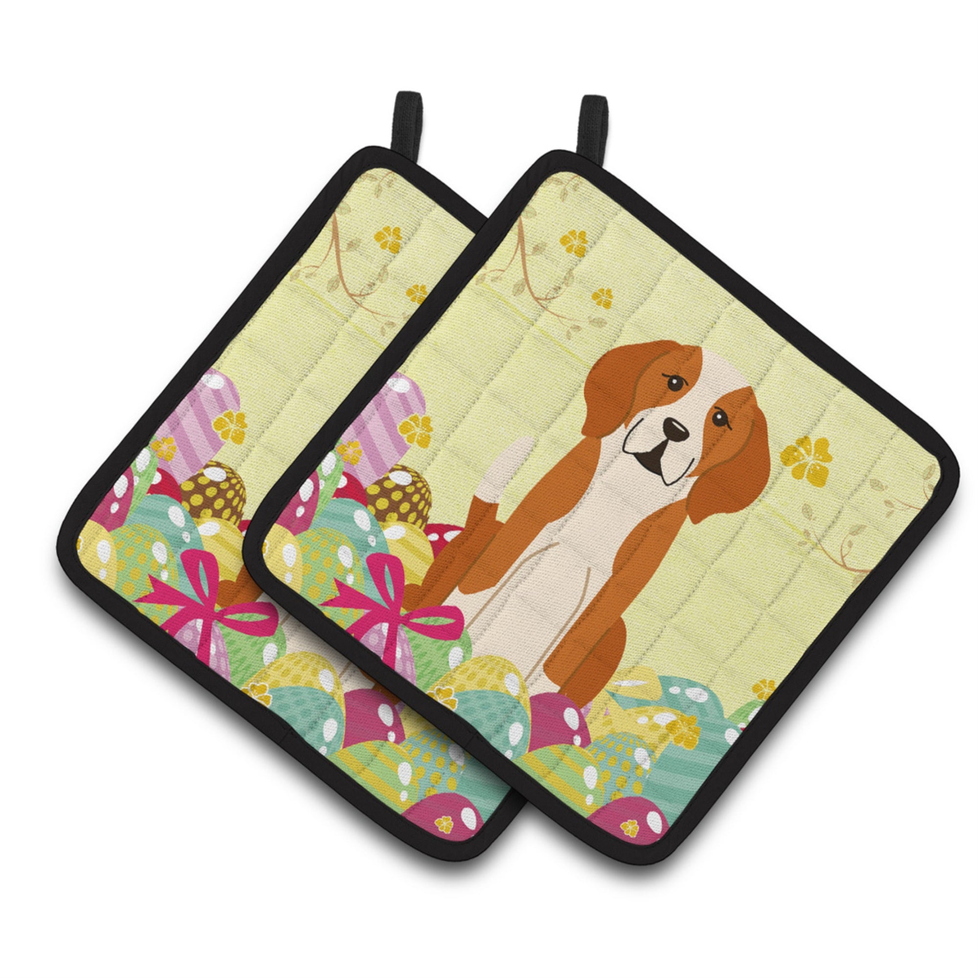 'Caroline'S Treasures Easter Eggs English Foxhound Pair Of Pot Holders, 7.5Hx7.5W, Multicolor''