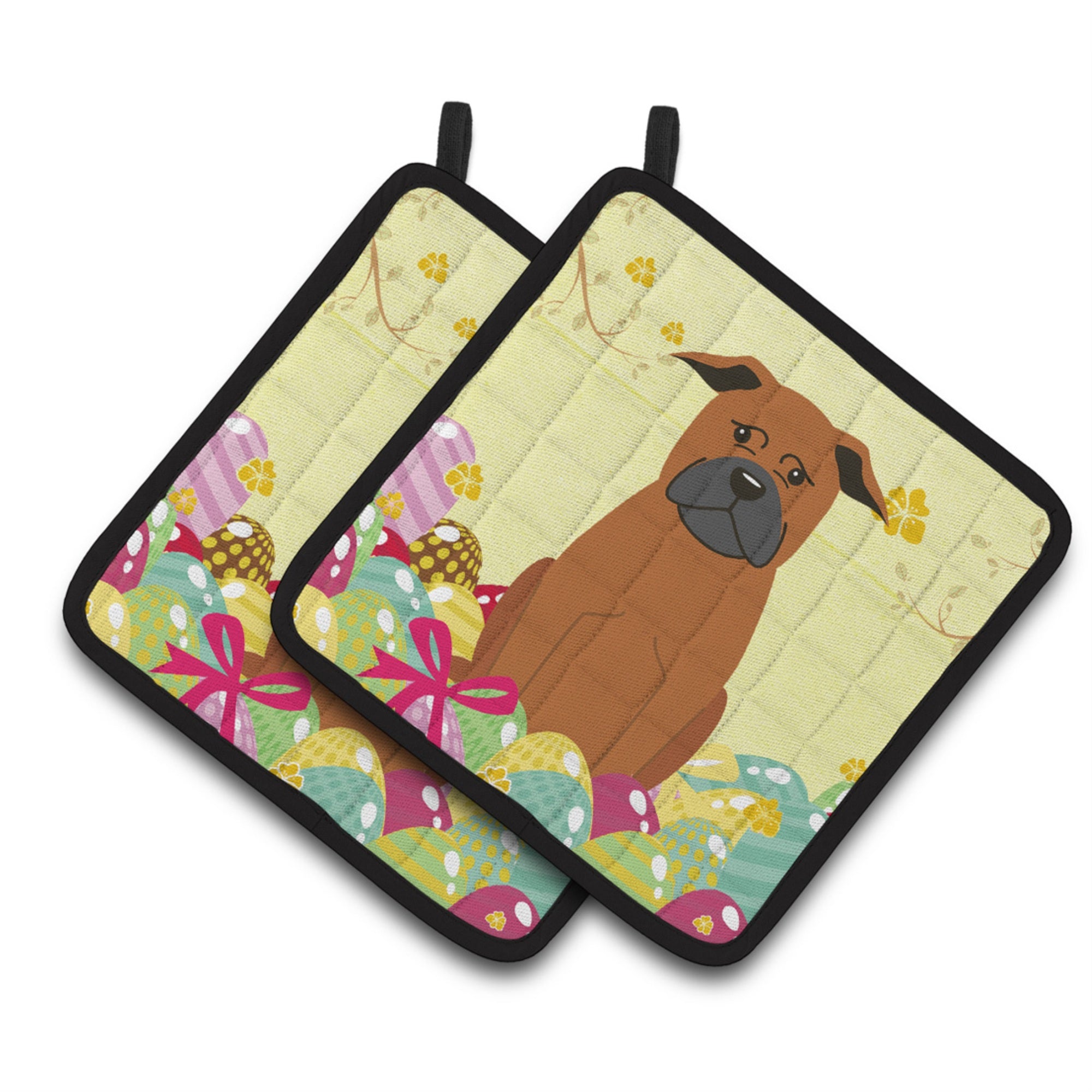 'Caroline'S Treasures Easter Chinese Chongqing Dog Pair Of Pot Holders, 7.5Hx7.5W, Multicolor''