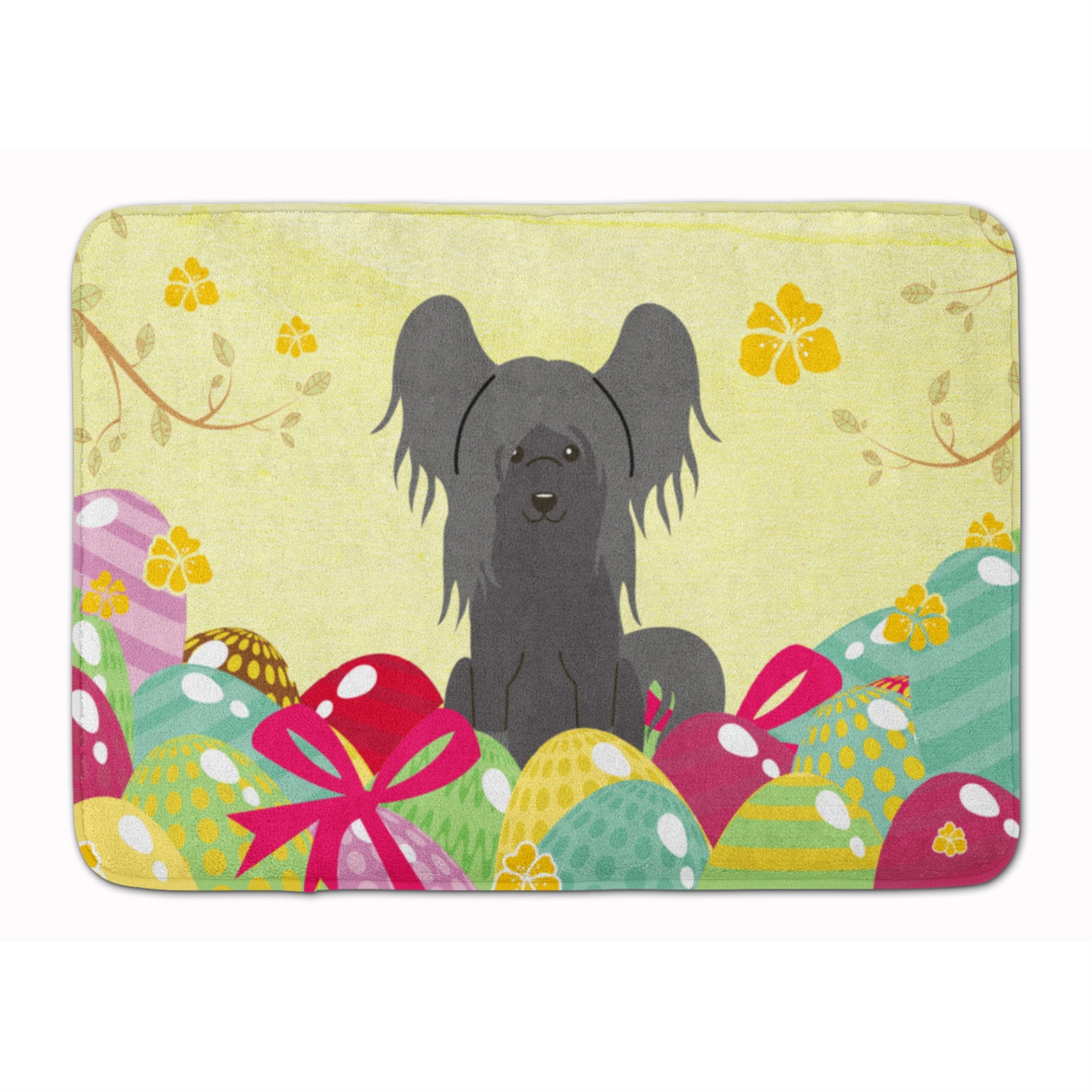 'Caroline'S Treasures Easter Eggs Chinese Crested Black Machine Washable Memory Foam Mat Doormats, Multicolor''