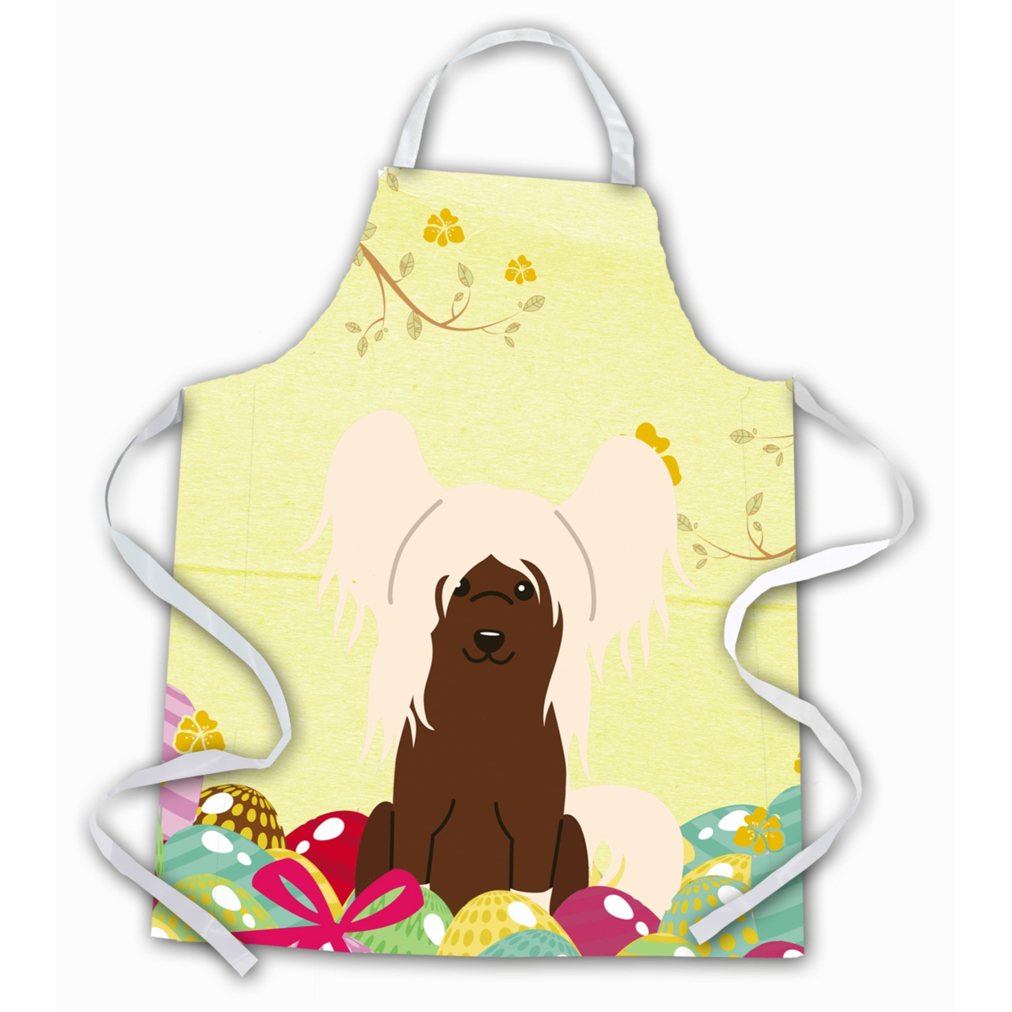 'Caroline'S Treasures Easter Eggs Chinese Crested Cream Apron, Large, Multicolor''