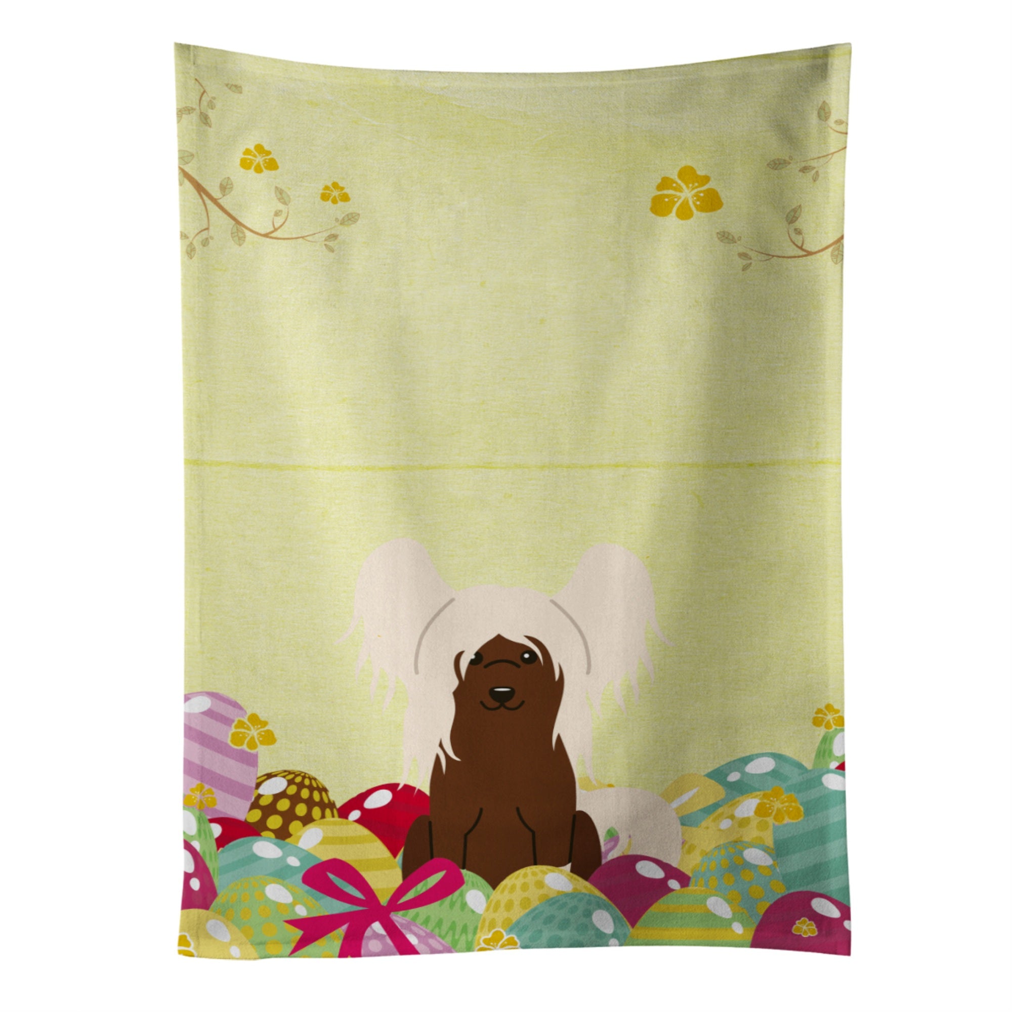 'Caroline'S Treasures Easter Eggs Chinese Crested Cream Kitchen Towel, Multicolor, 25'''' X 15''''''