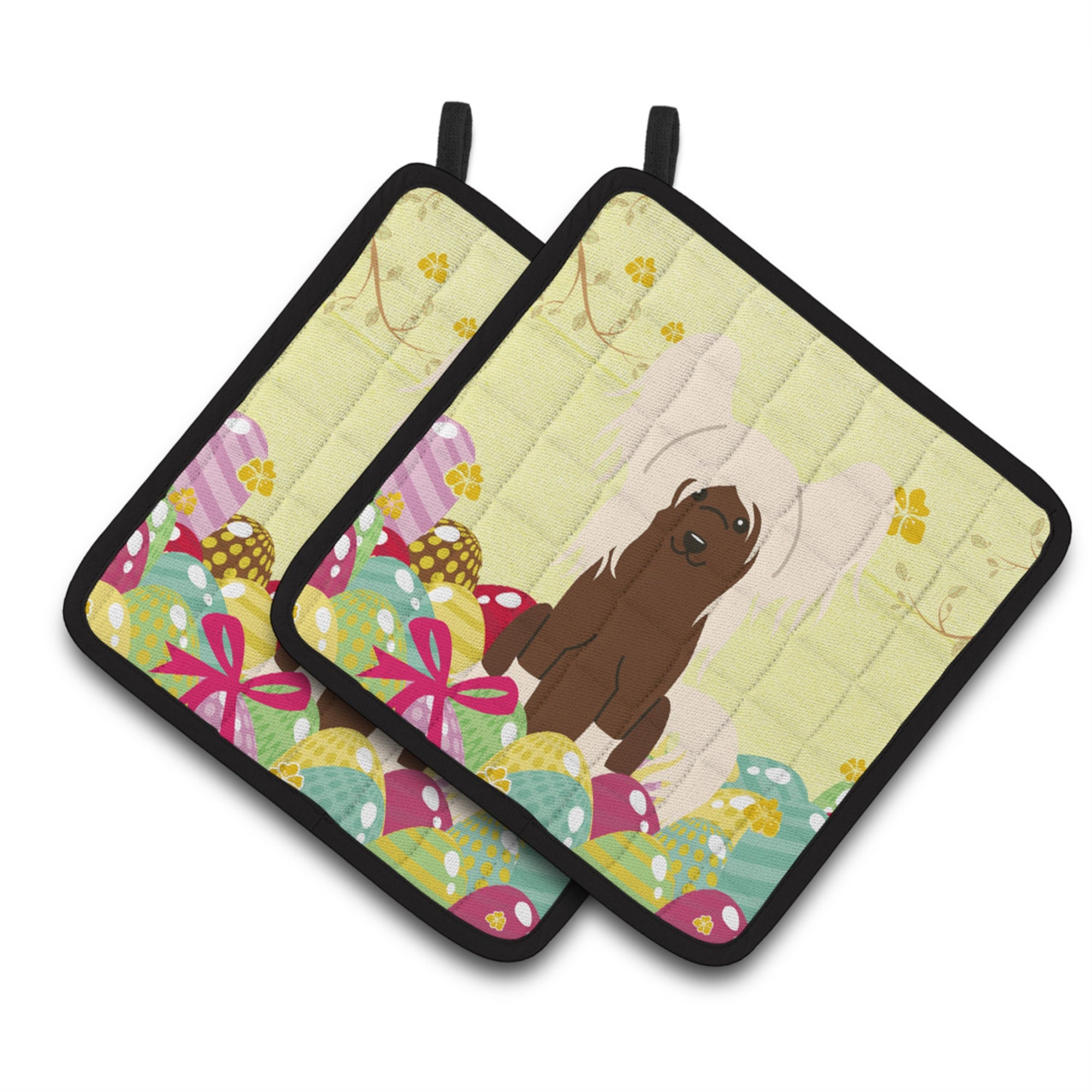 'Caroline'S Treasures Easter Chinese Crested Cream Pair Of Pot Holders, 7.5Hx7.5W, Multicolor''