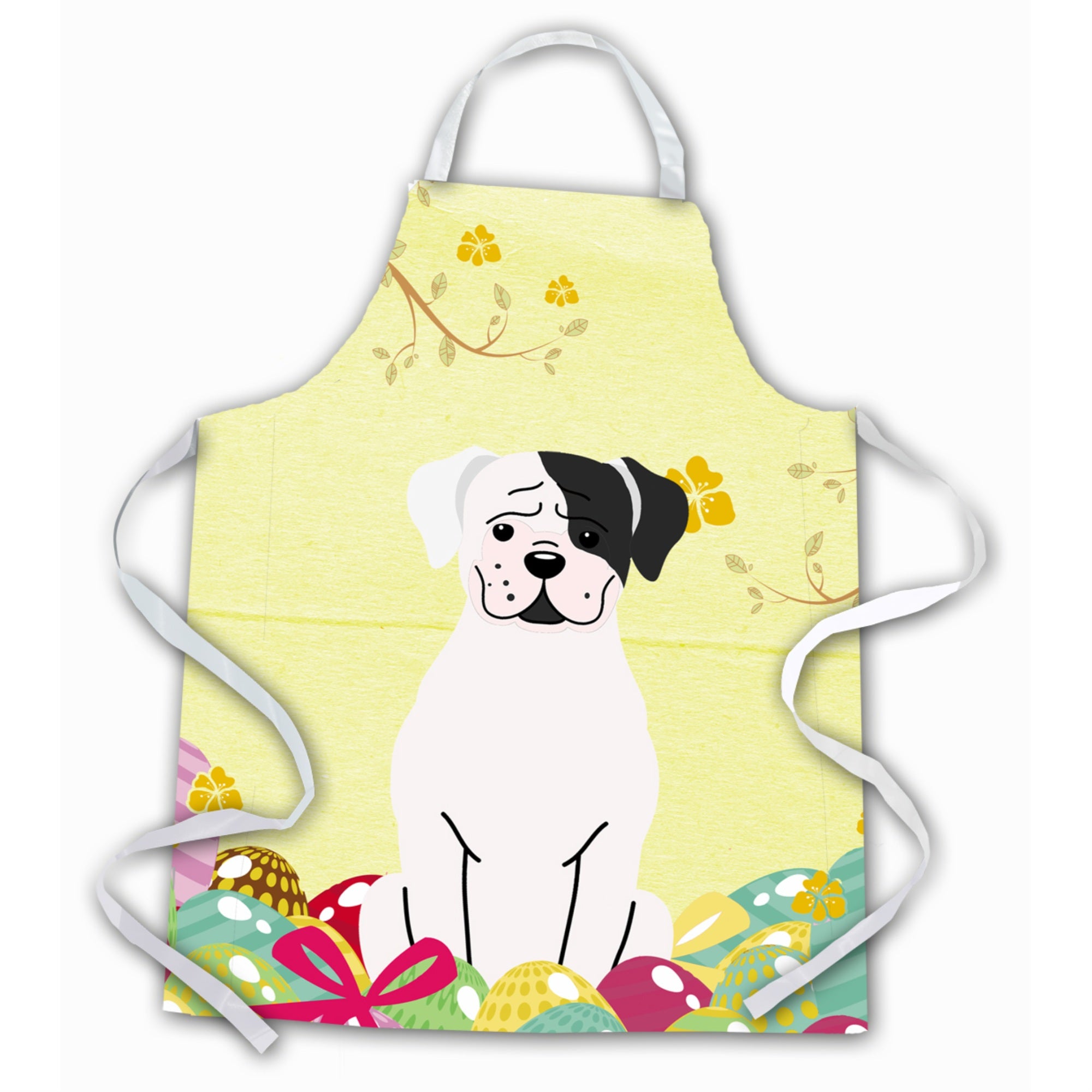'Caroline'S Treasures Easter Eggs White Boxer Cooper Apron, Large, Multicolor''