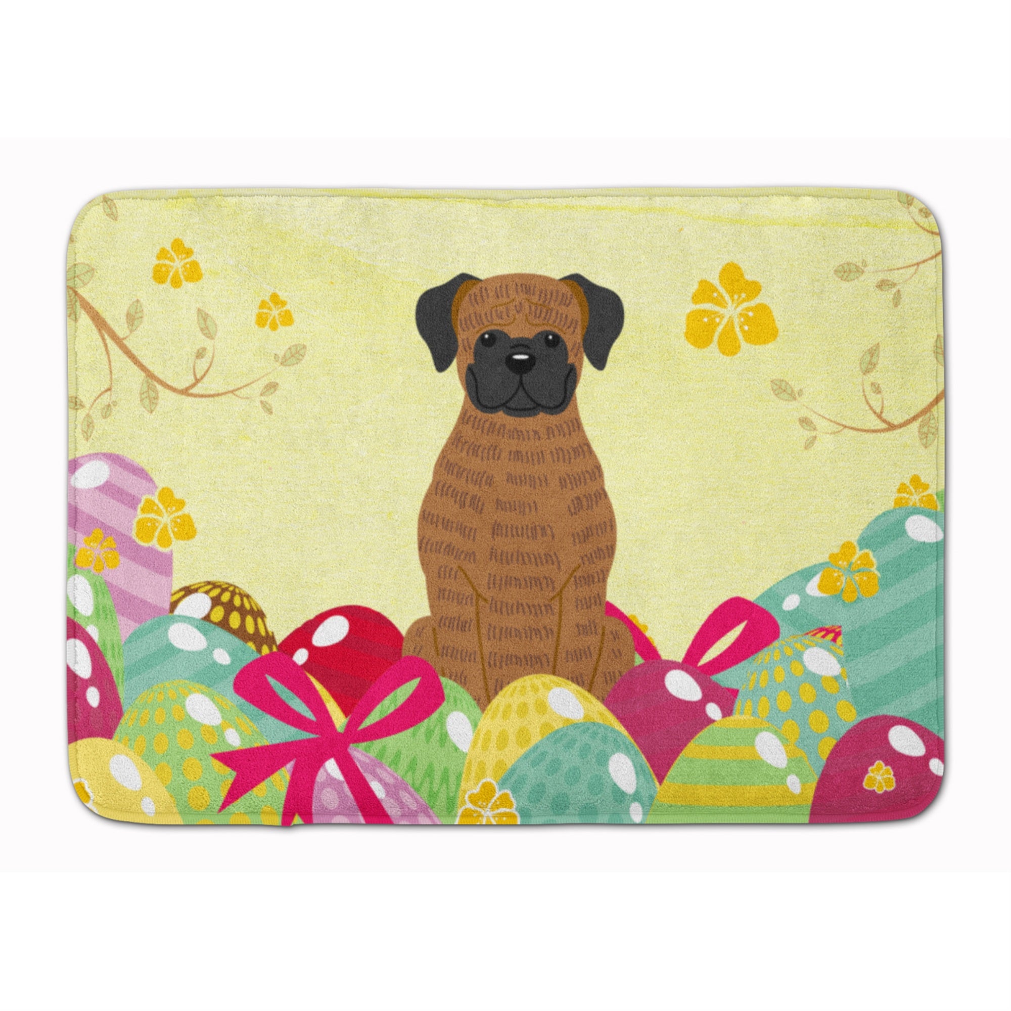 'Caroline'S Treasures Easter Eggs Brindle Boxer Machine Washable Memory Foam Mat Doormats, Multicolor''