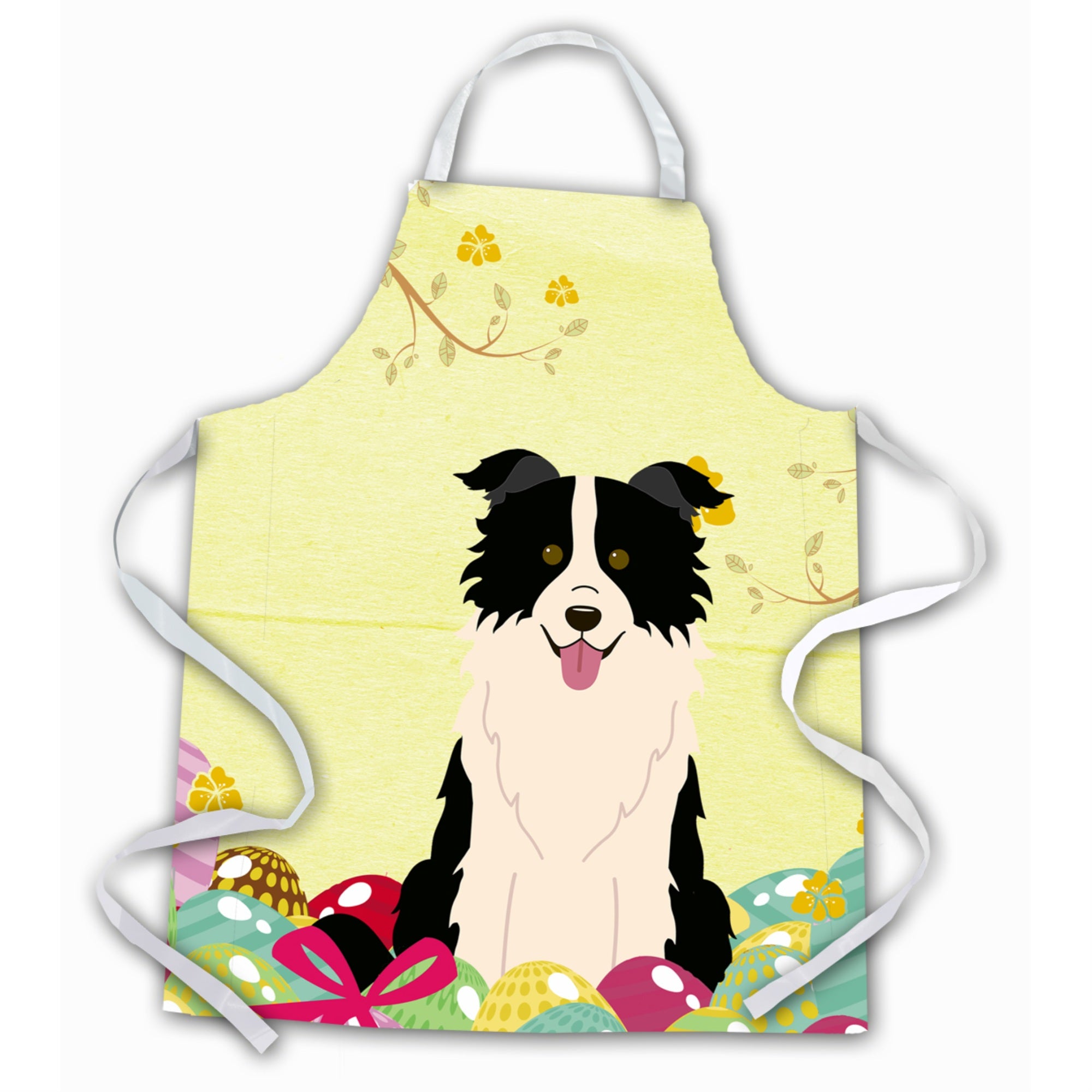 'Caroline'S Treasures Easter Eggs Border Collie Black White Apron, Large, Multicolor''