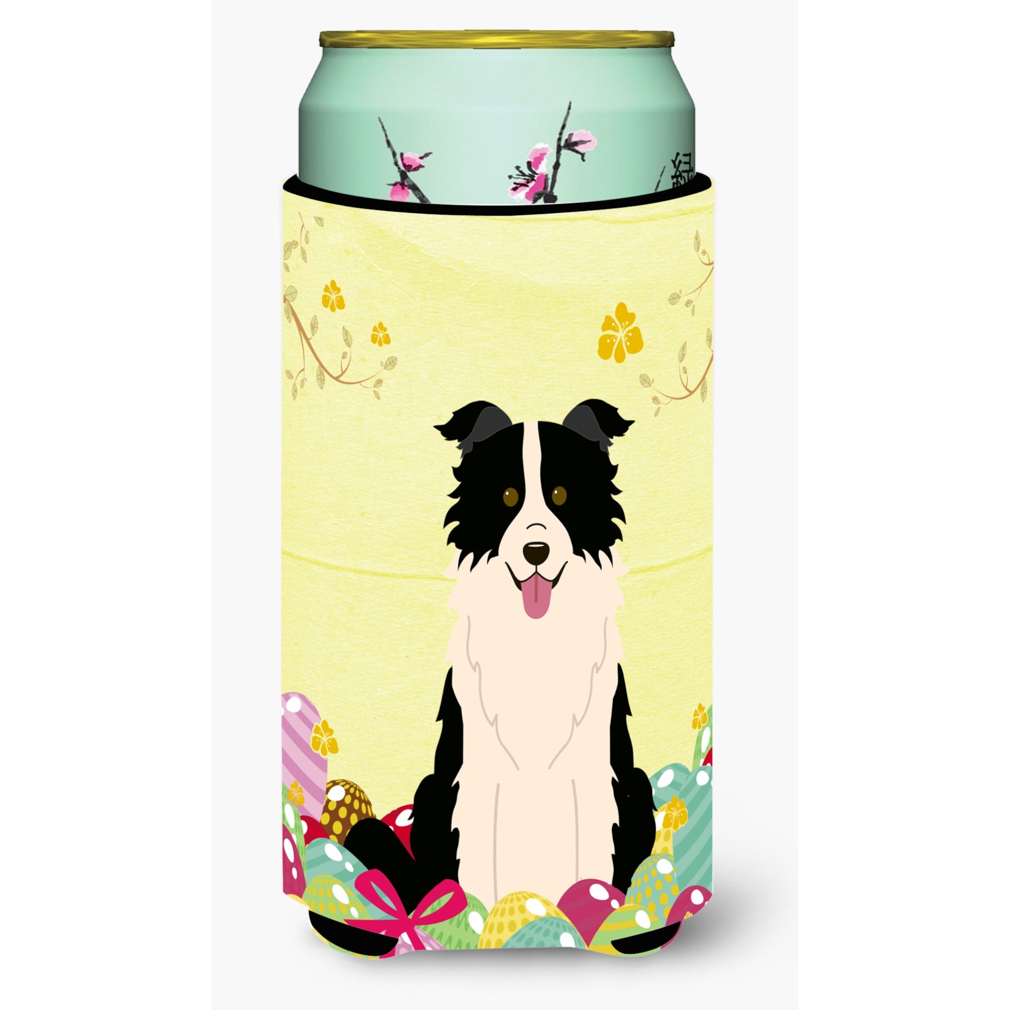 'Caroline'S Treasures Easter Border Collie Black White Tall Boy Beverage Insulator Hugger, Multicolor''
