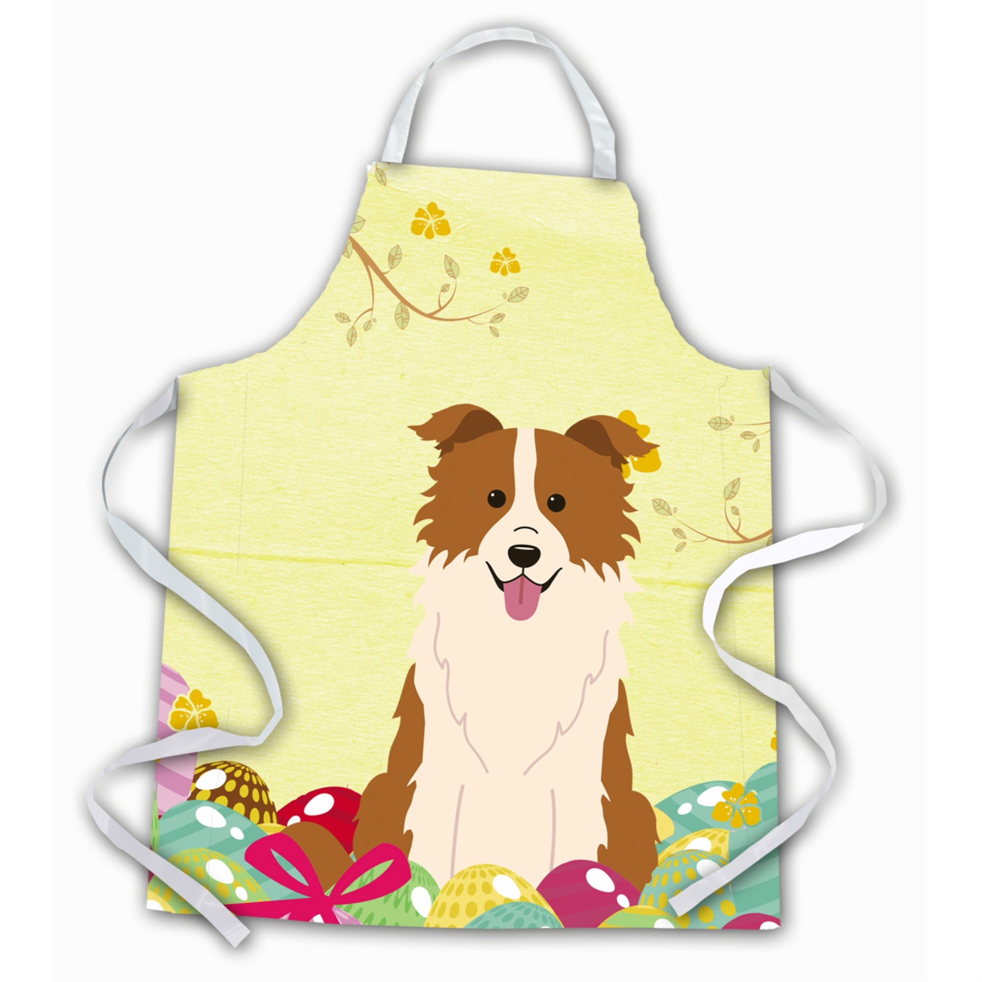 'Caroline'S Treasures Easter Eggs Border Collie Red White Apron, Large, Multicolor''