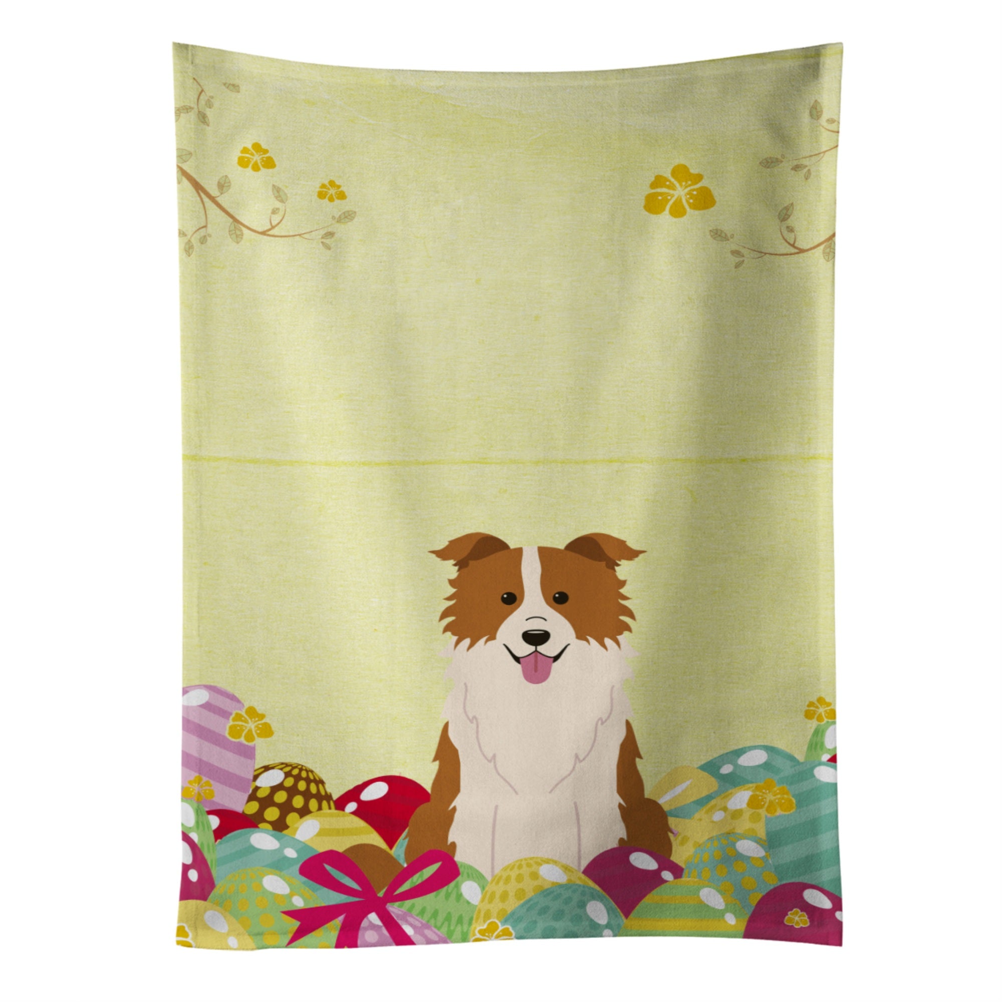 'Caroline'S Treasures Easter Eggs Border Collie Red White Kitchen Towel, Multicolor, 25'''' X 15''''''