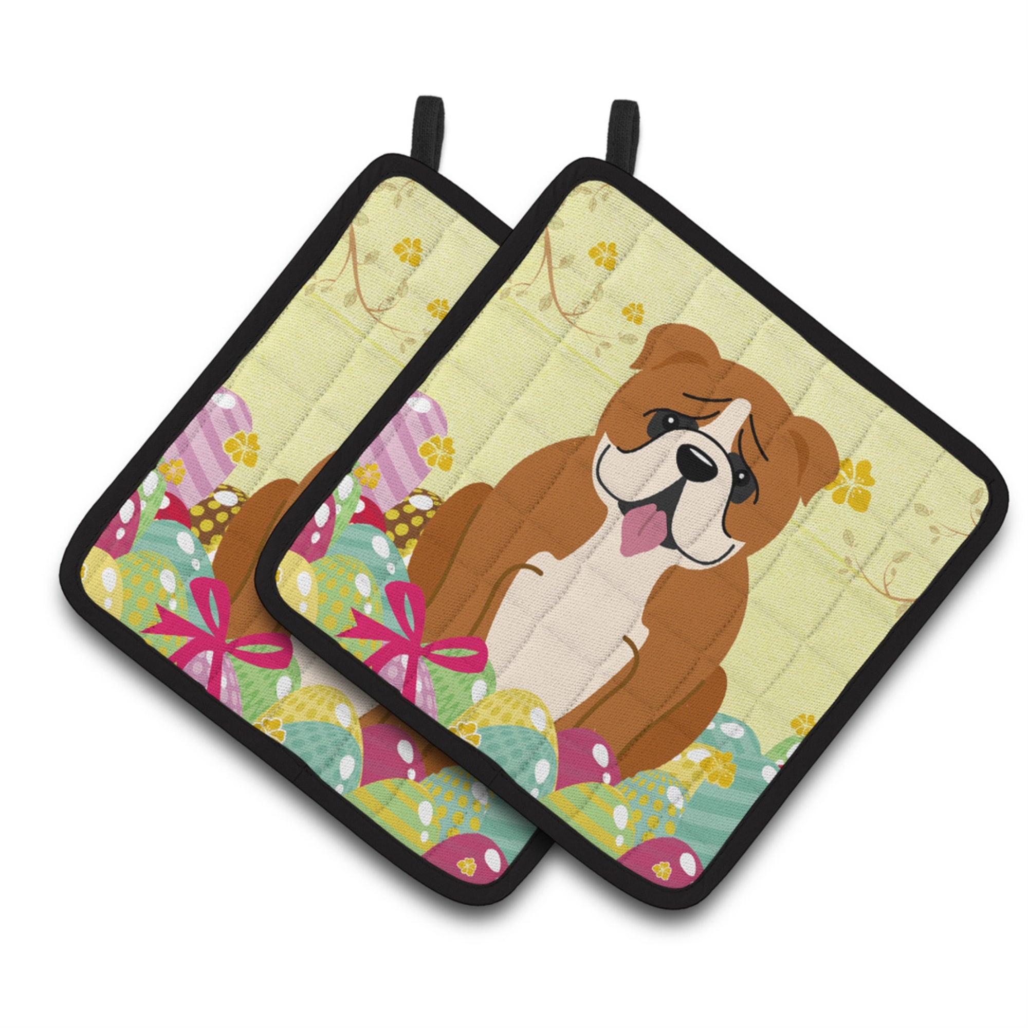 'Caroline'S Treasures Bb6120Pthd Easter English Bulldog Red Pair Of Pot Holders, 7.5'''' X 7.5'''', Multicolor''