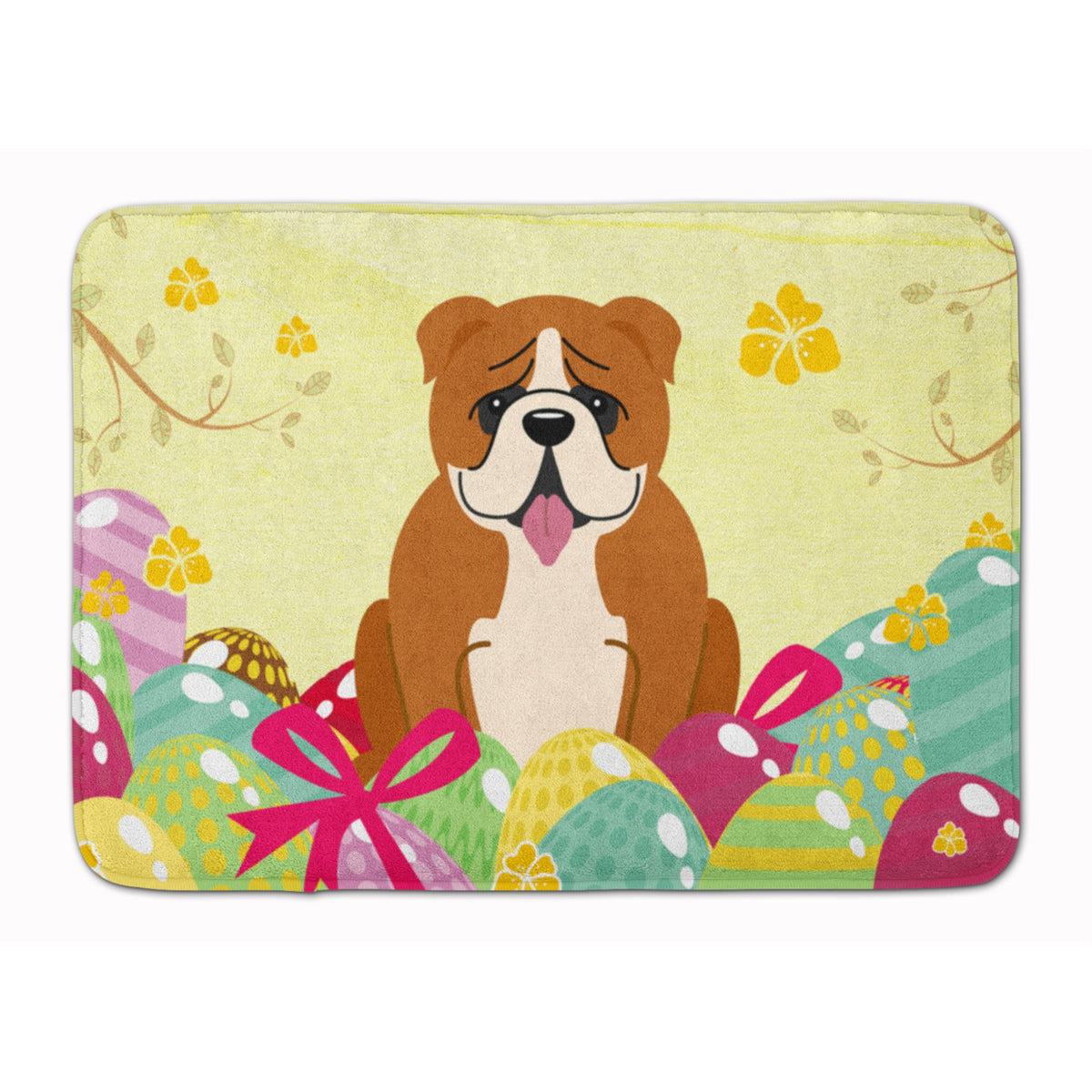 Caroline'S Treasures Easter Eggs English Bulldog Red White Machine Washable Memory Foam Mat Doormats