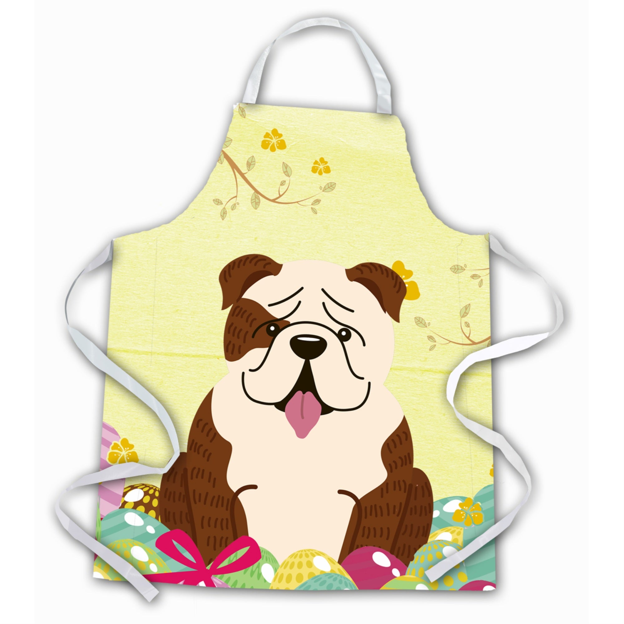 'Caroline'S Treasures Easter Eggs English Bulldog Brindle White Apron, Large, Multicolor''