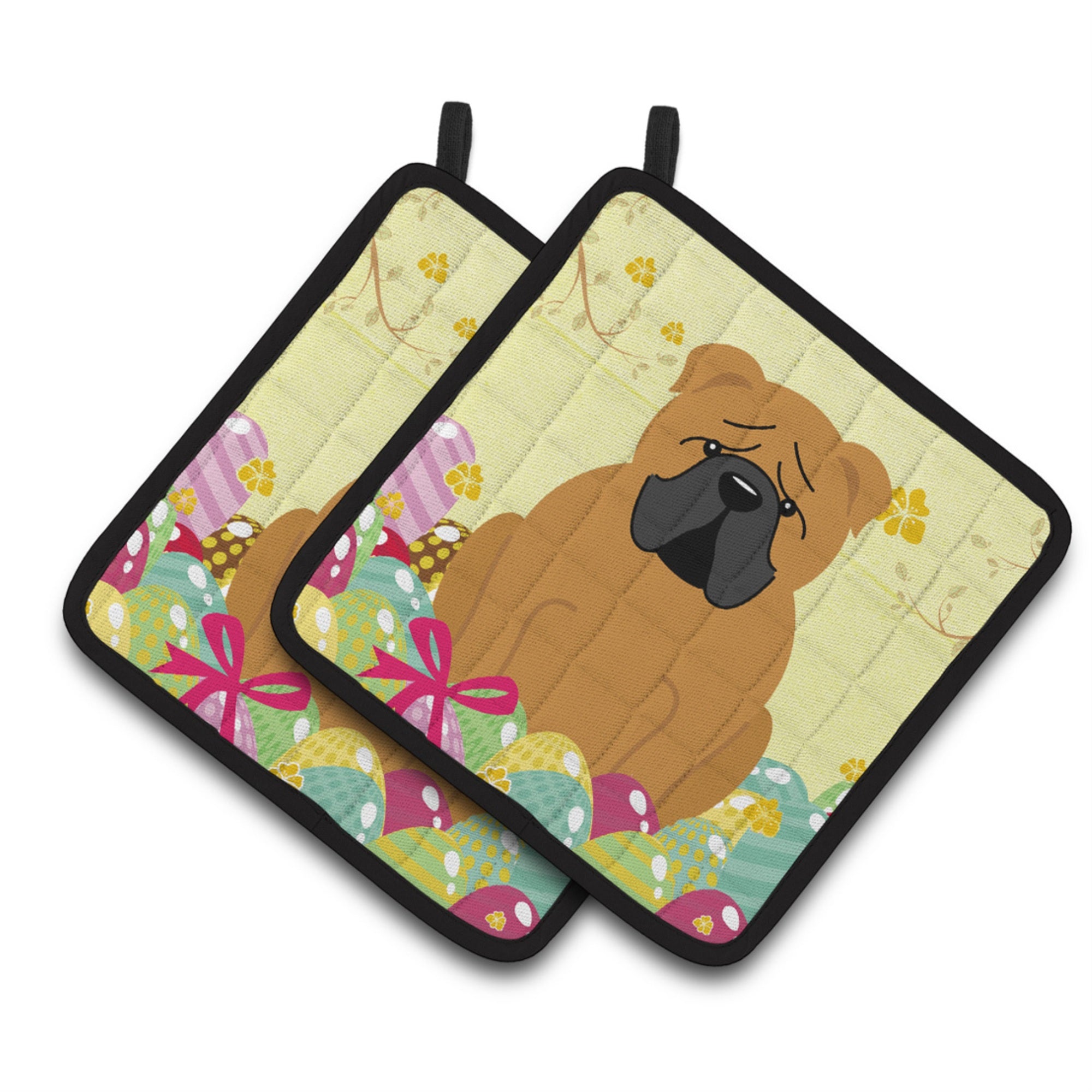 'Caroline'S Treasures Bb6122Pthd Easter English Bulldog Red Pair Of Pot Holders, 7.5'''' X 7.5'''', Multicolor''