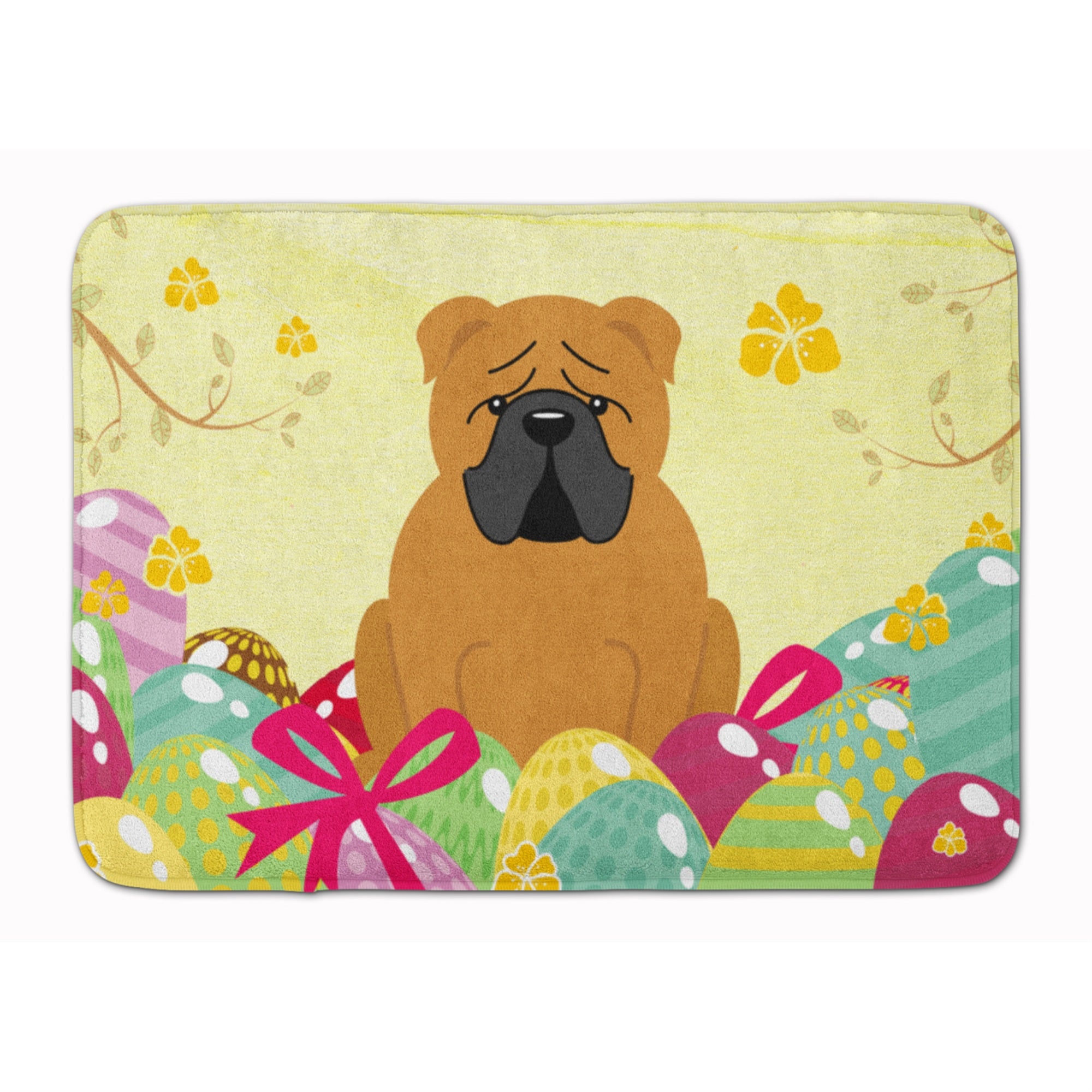 'Caroline'S Treasures Easter Eggs English Bulldog Red Machine Washable Memory Foam Mat Doormats, Multicolor''