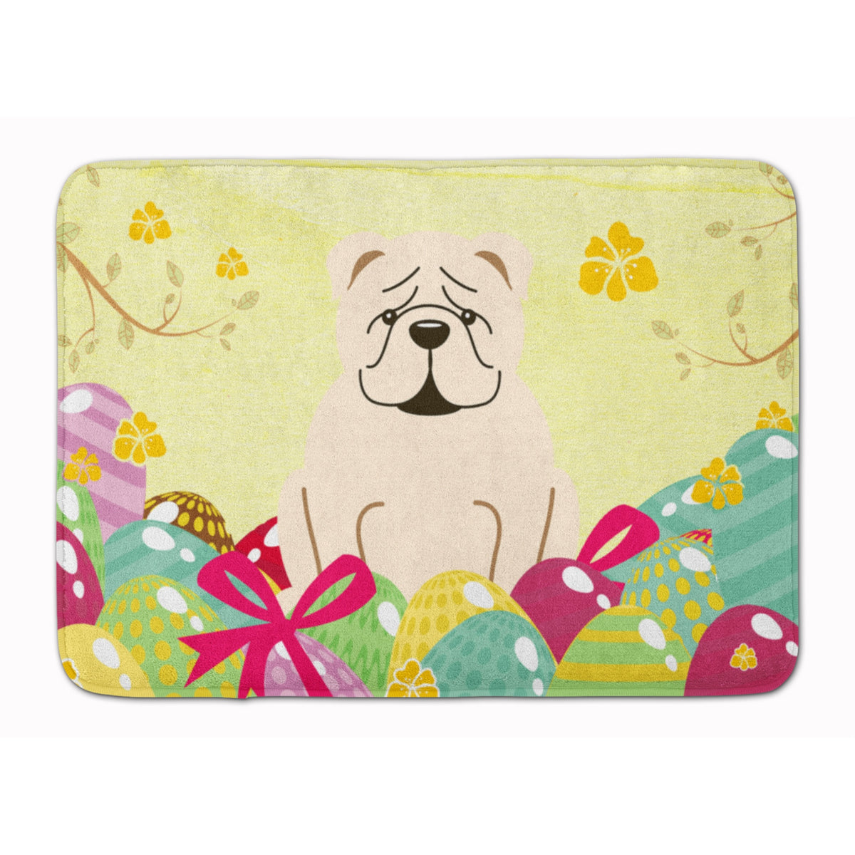 Caroline'S Treasures Easter Eggs English Bulldog White Machine Washable Memory Foam Mat Doormats