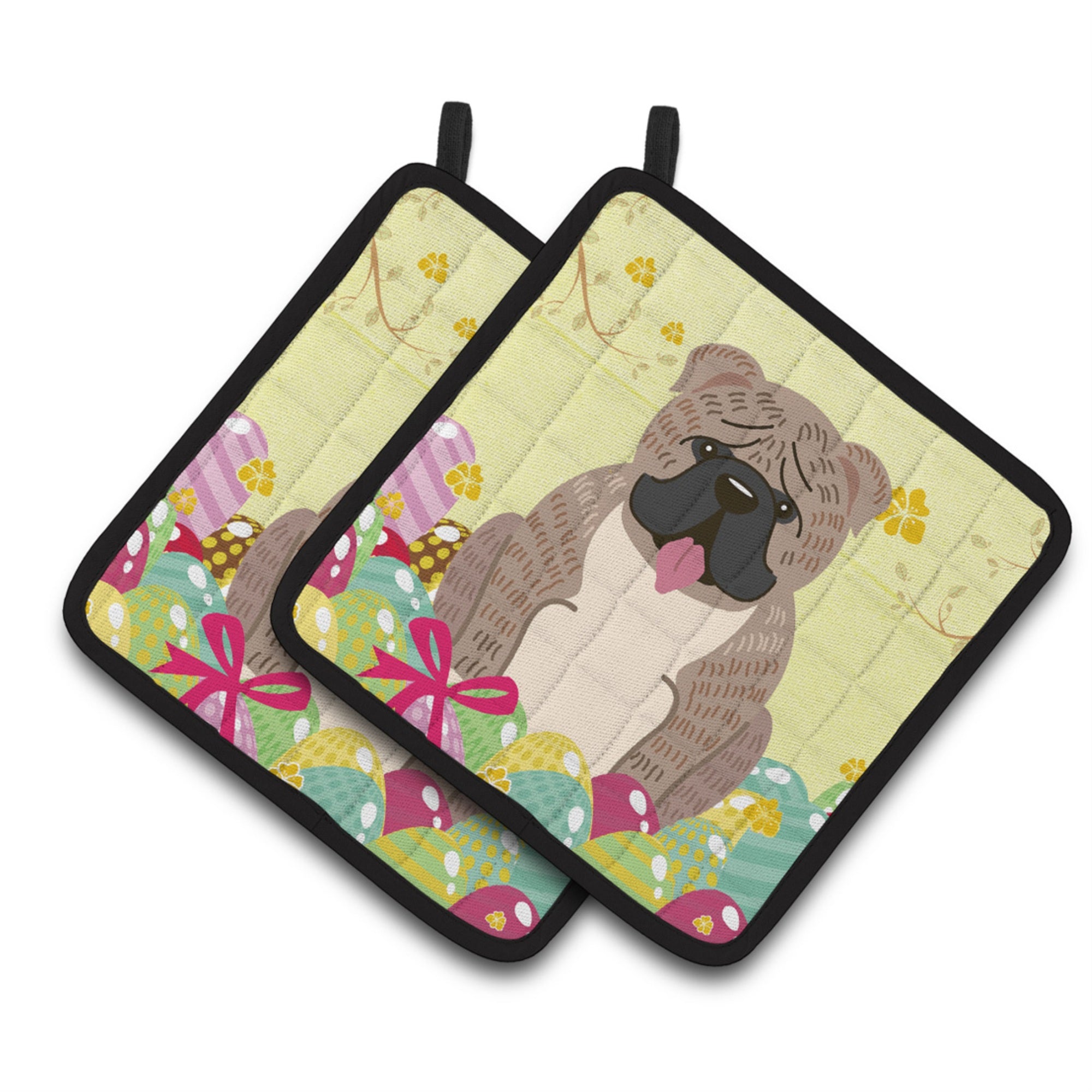 'Caroline'S Treasures Easter English Bulldog Pair Of Pot Holders, 7.5Hx7.5W, Multicolor''