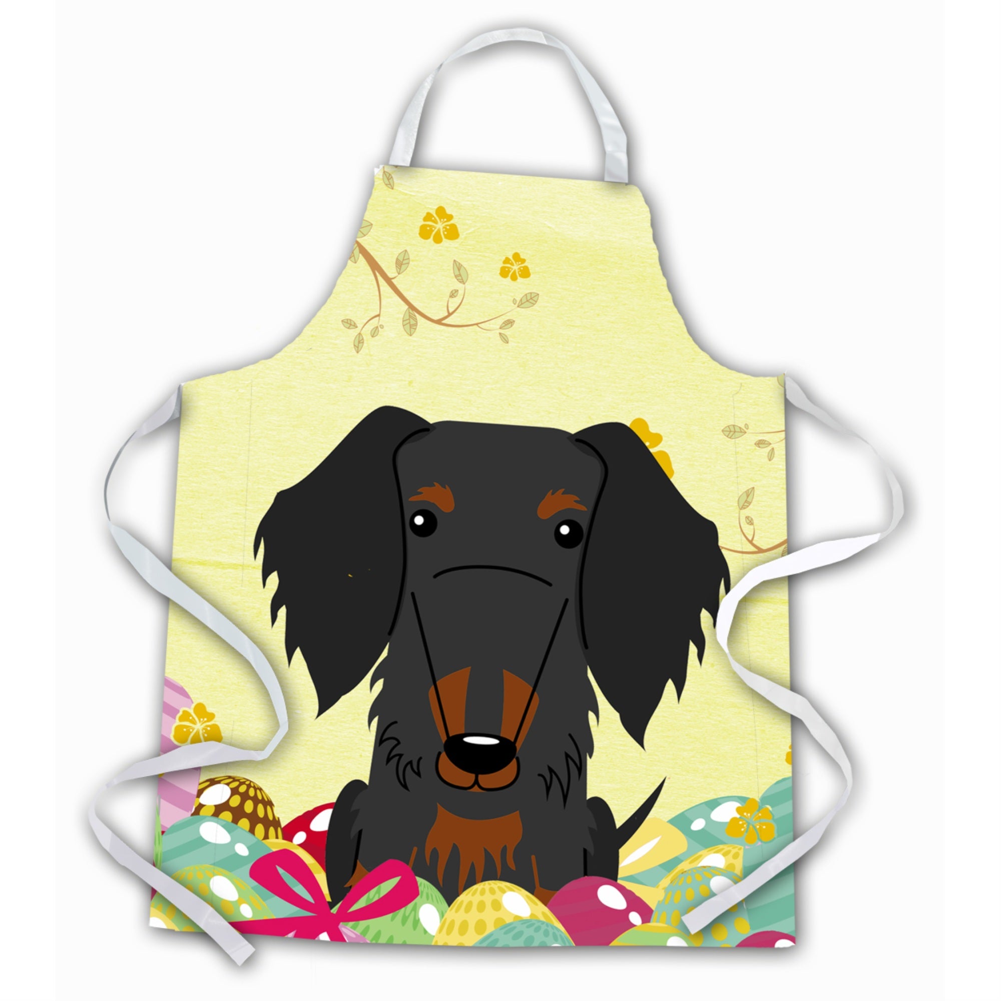 'Caroline'S Treasures Easter Eggs Wire Haired Dachshund Black Tan Apron, Large, Multicolor''