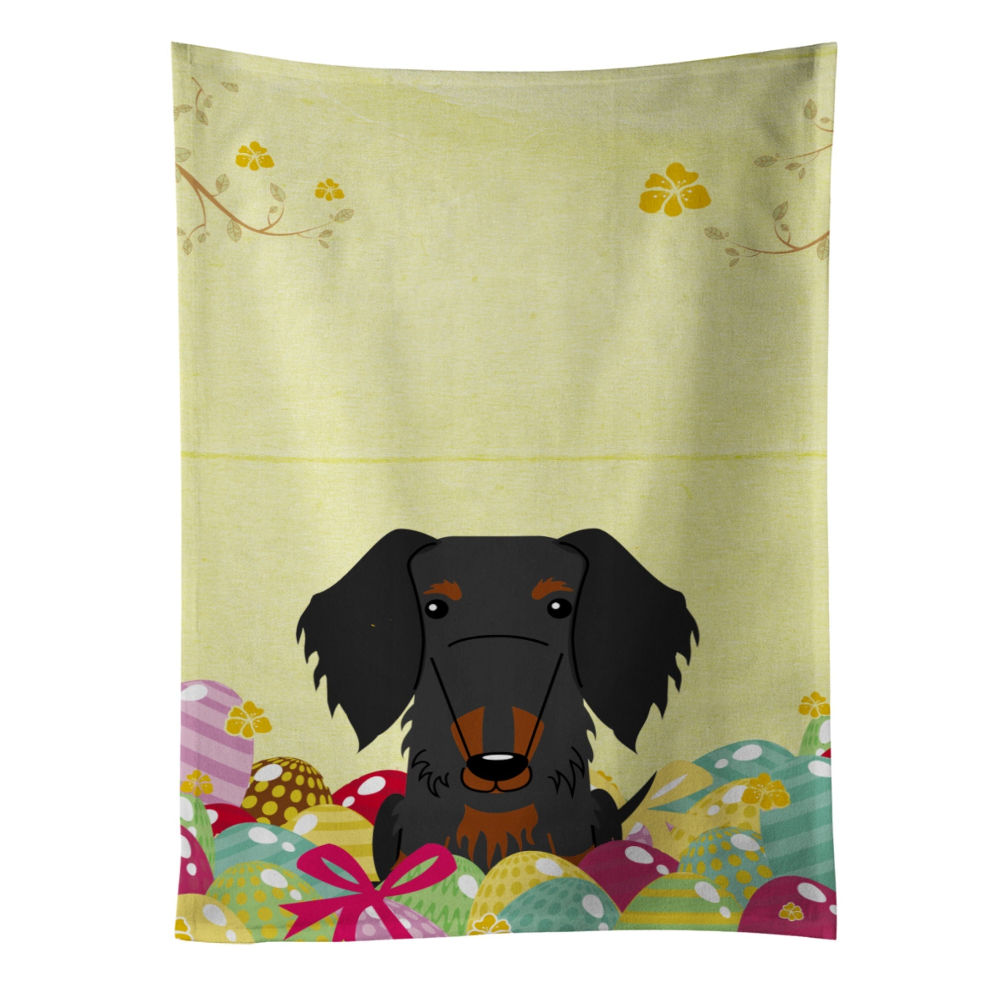 'Caroline'S Treasures Easter Eggs Wire Haired Dachshund Black Tan Kitchen Towel, Multicolor, 25'''' X 15''''''
