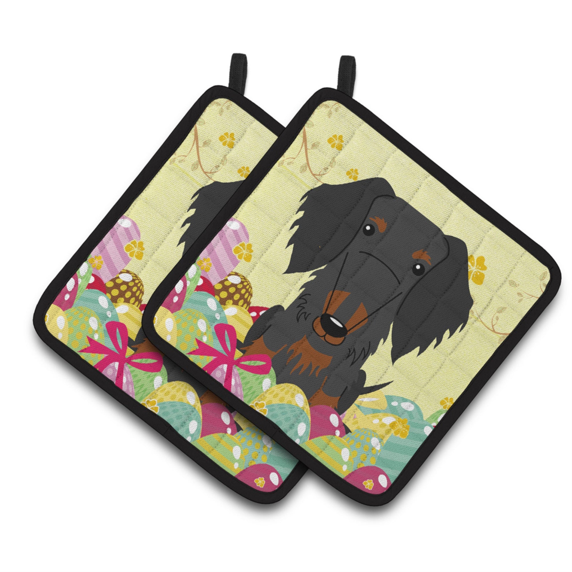 'Caroline'S Treasures Bb6127Pthd Easter Wire Haired Dachshund Pair Of Pot Holders, 7.5'''' X 7.5'''', Multicolor''