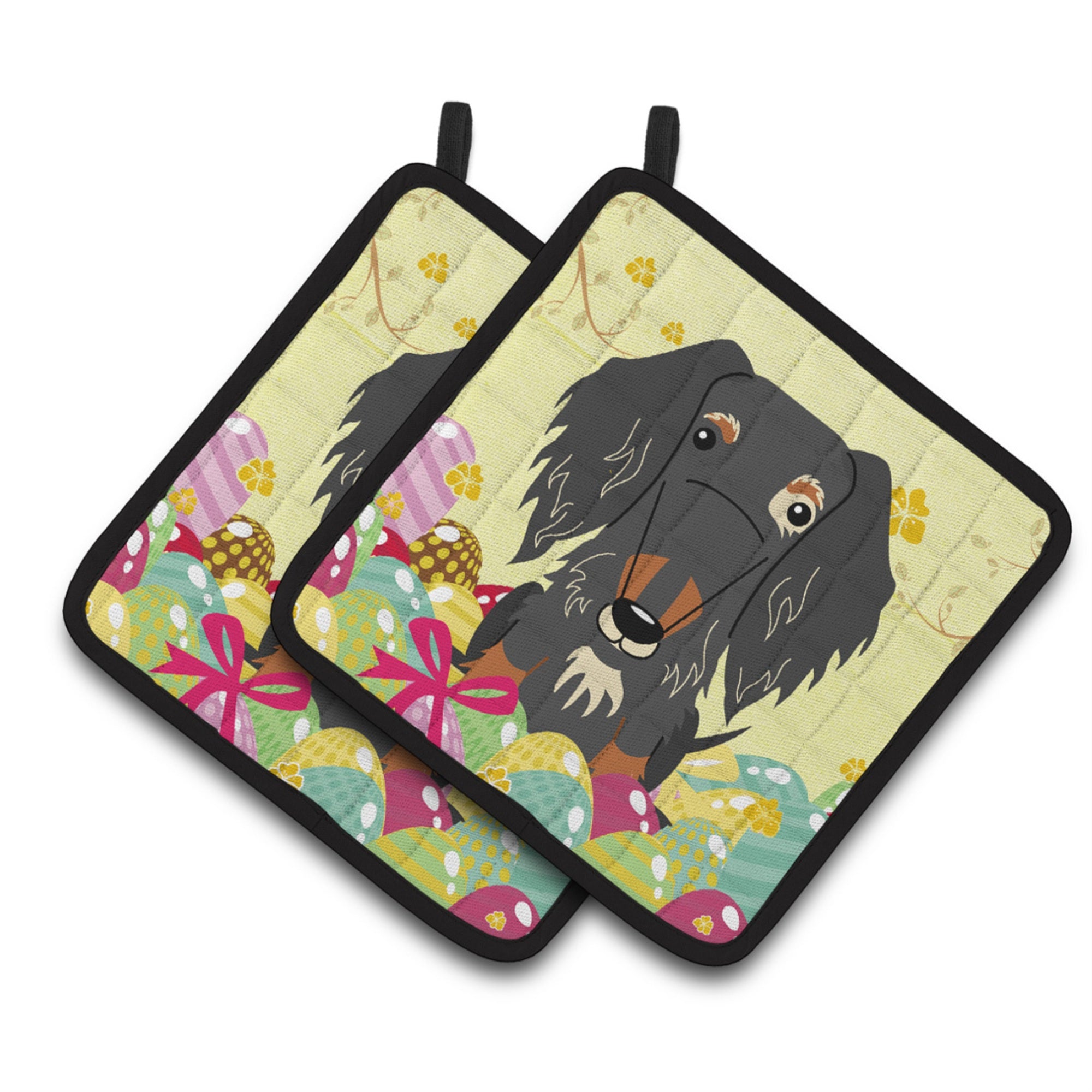 'Caroline'S Treasures Bb6128Pthd Easter Wire Haired Dachshund Pair Of Pot Holders, 7.5'''' X 7.5'''', Multicolor''