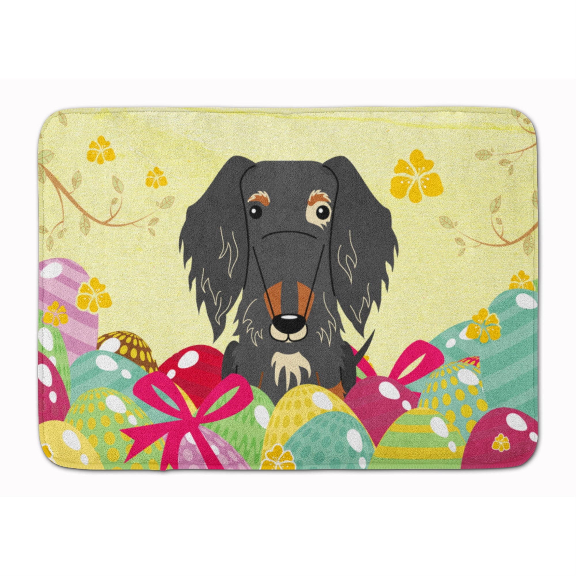 'Caroline'S Treasures Easter Eggs Wire Haired Dachshund Dapple Machine Washable Memory Foam Mat Doormats, Multicolor''