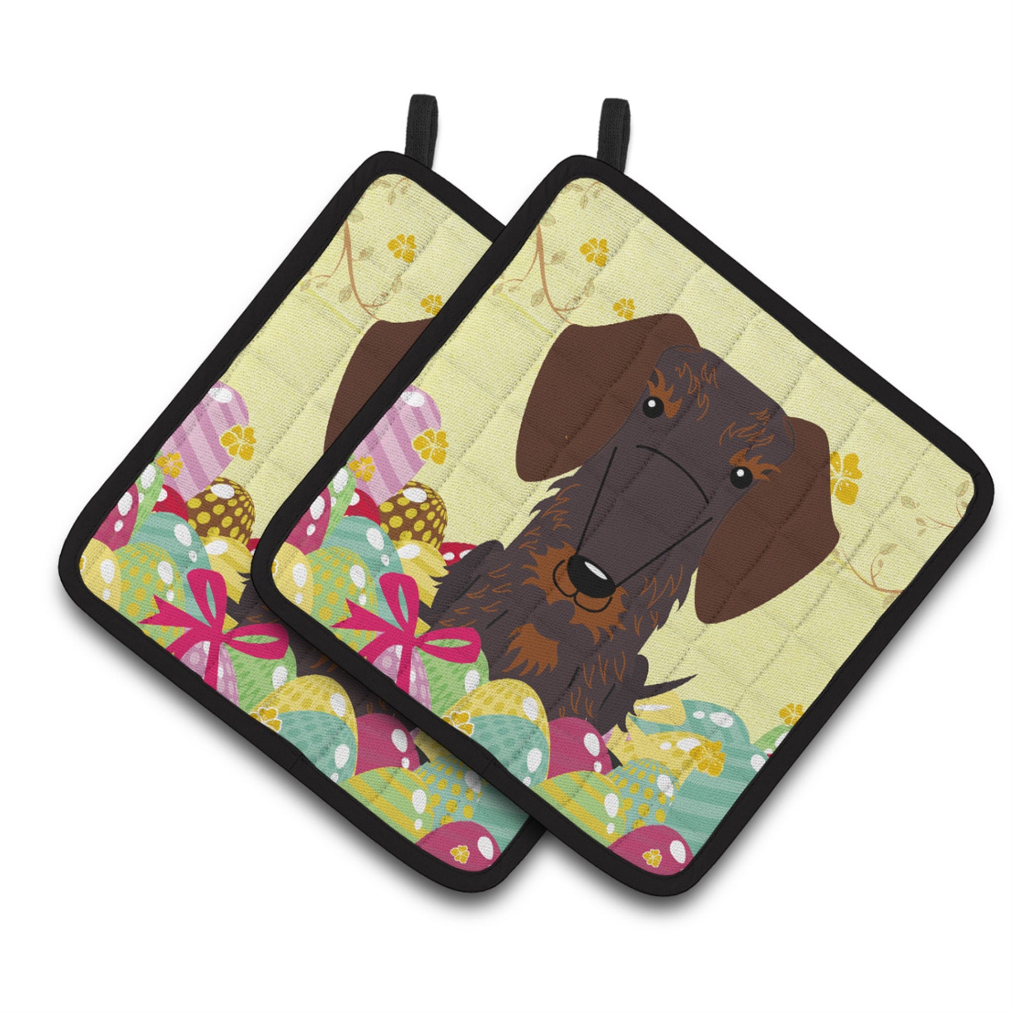'Caroline'S Treasures Bb6129Pthd Easter Wire Haired Dachshund Pair Of Pot Holders, 7.5'''' X 7.5'''', Multicolor''