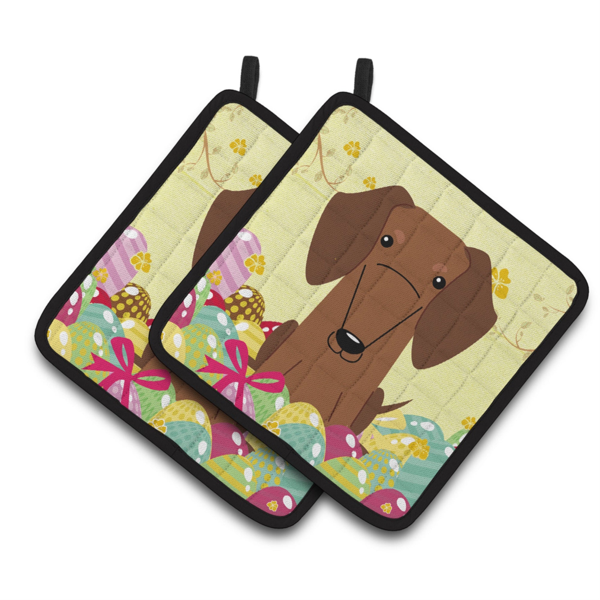 'Caroline'S Treasures Easter Dachshund Red Brown Pair Of Pot Holders, 7.5Hx7.5W, Multicolor''