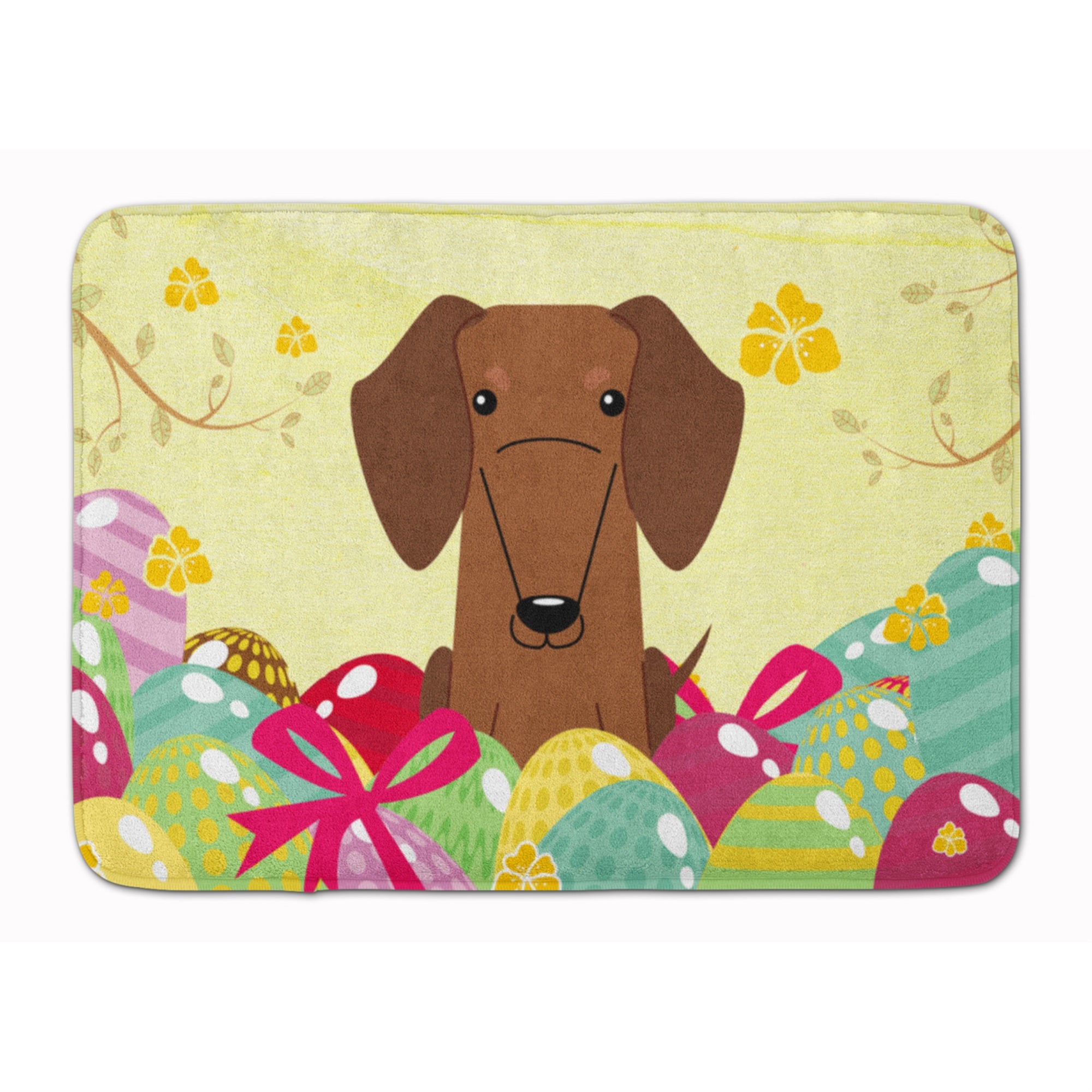 'Caroline'S Treasures Easter Eggs Dachshund Red Brown Machine Washable Memory Foam Mat Doormats, Multicolor''