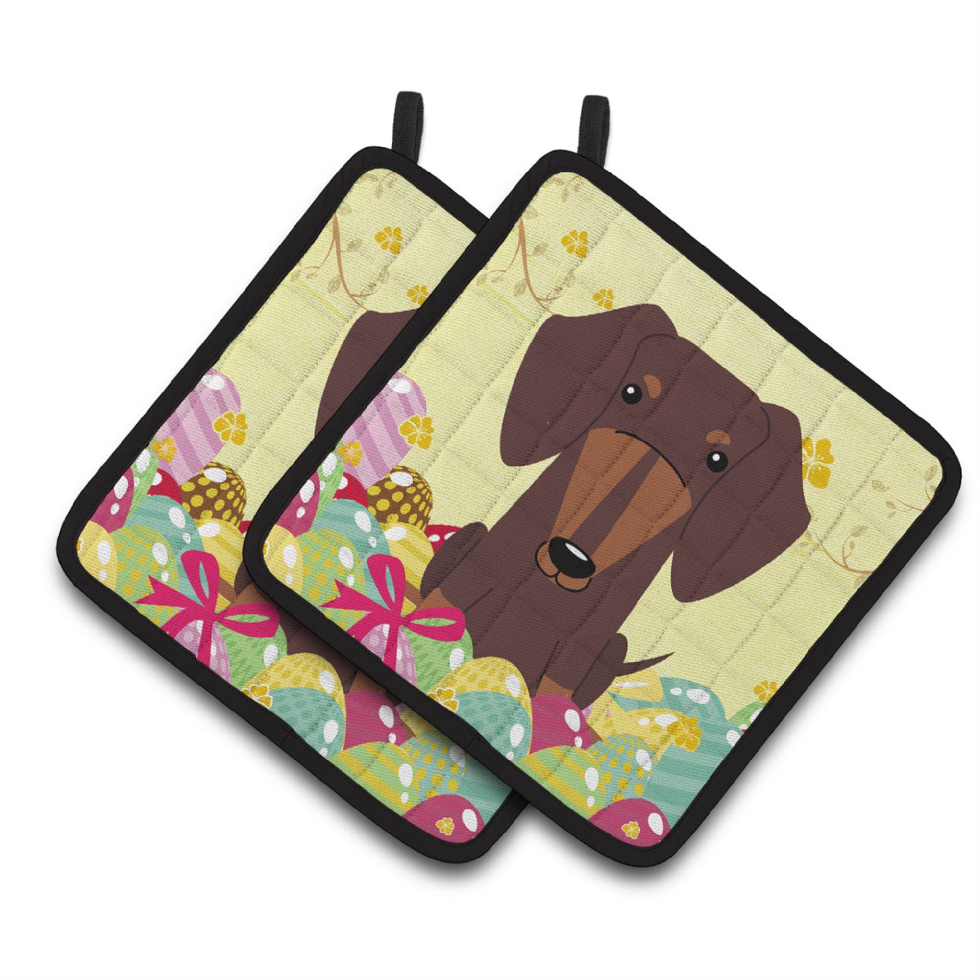 'Caroline'S Treasures Easter Dachshund Chocolate Pair Of Pot Holders, 7.5Hx7.5W, Multicolor''