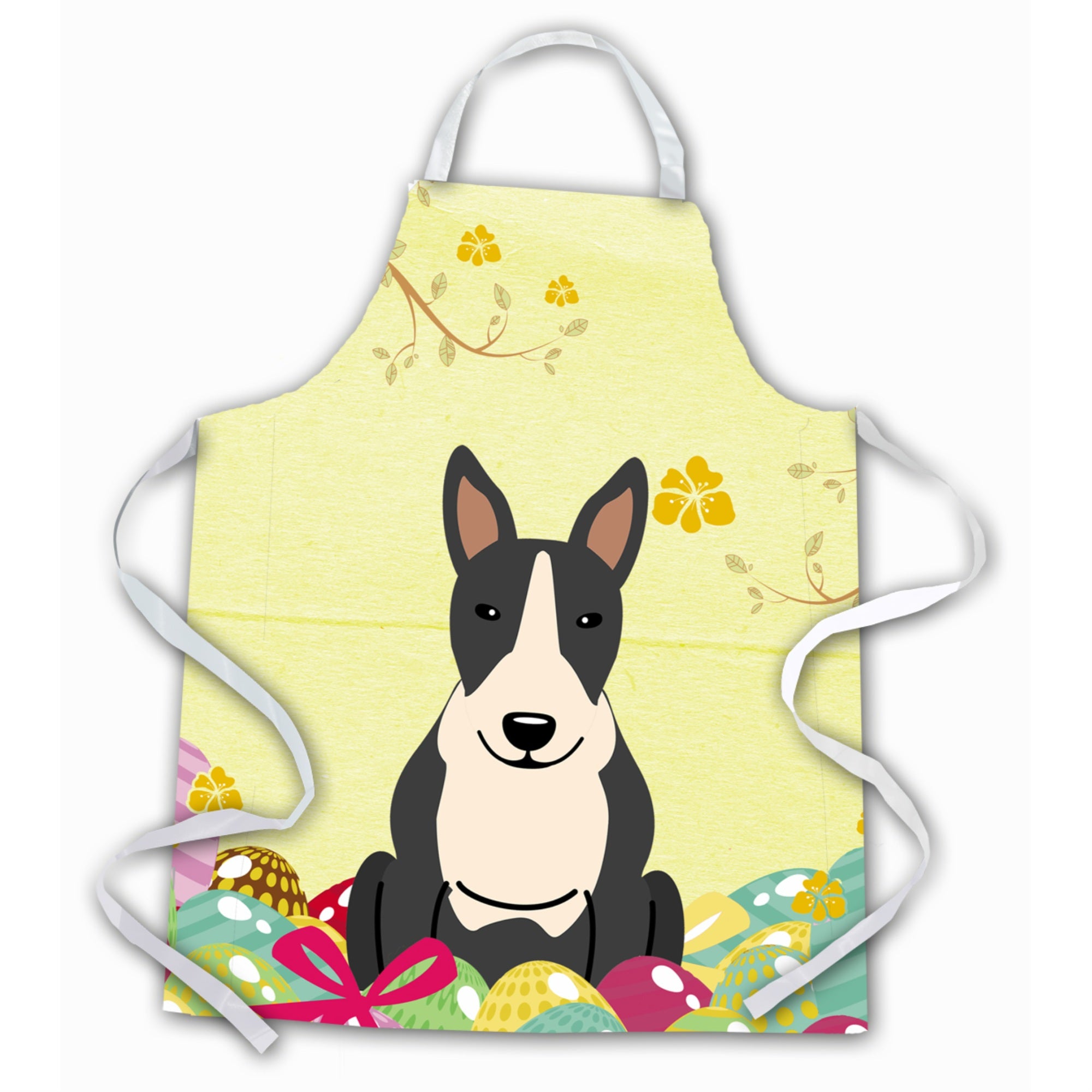 'Caroline'S Treasures Easter Eggs Bull Terrier Black White Apron, Large, Multicolor''