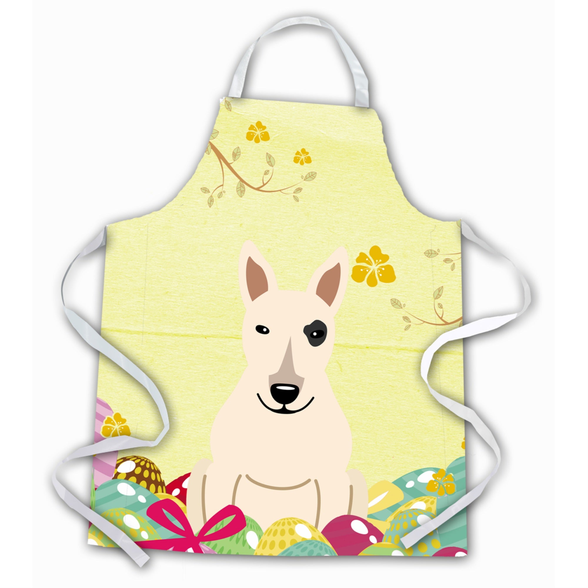 'Caroline'S Treasures Easter Eggs Bull Terrier White Apron, Large, Multicolor''