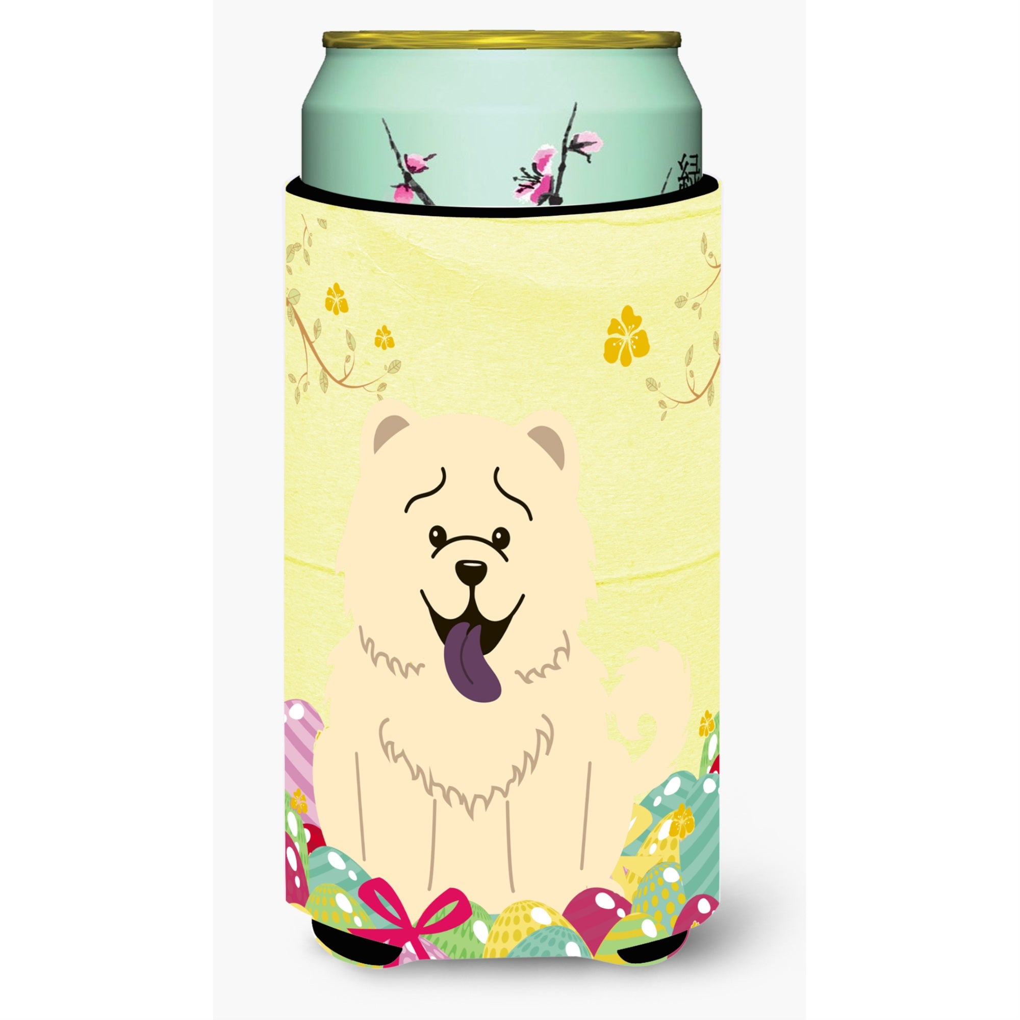 'Caroline'S Treasures Easter Eggs Chow White Tall Boy Beverage Insulator Hugger, Multicolor''