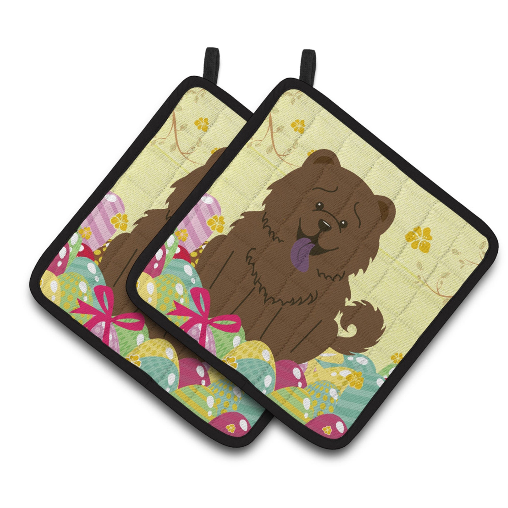'Caroline'S Treasures Easter Chow Chocolate Pair Of Pot Holders, 7.5Hx7.5W, Multicolor''