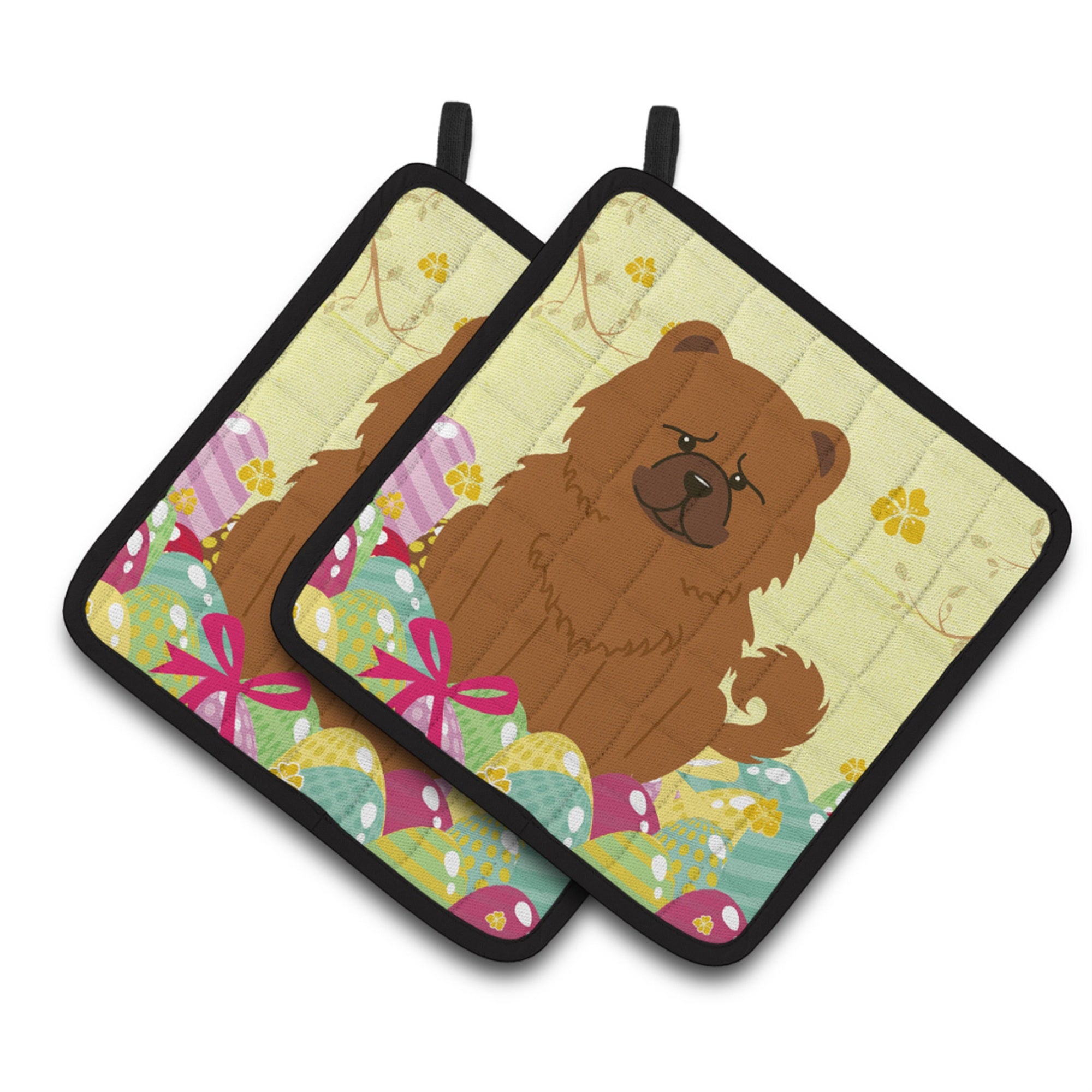 'Caroline'S Treasures Easter Eggs Chow Red Pair Of Pot Holders, 7.5Hx7.5W, Multicolor''