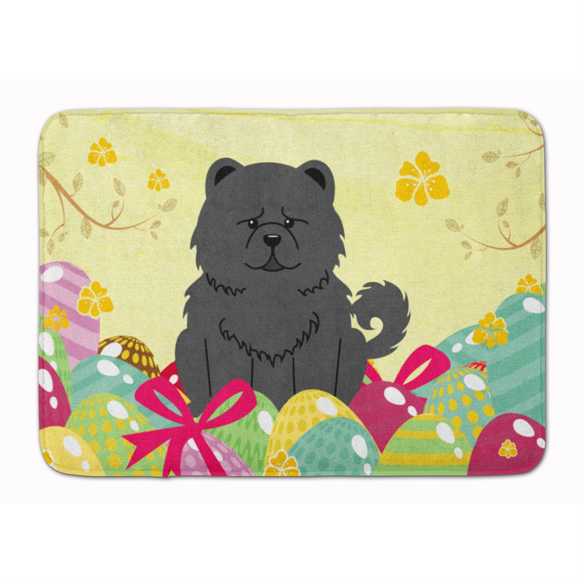 'Caroline'S Treasures Easter Eggs Chow Black Machine Washable Memory Foam Mat Doormats, Multicolor''