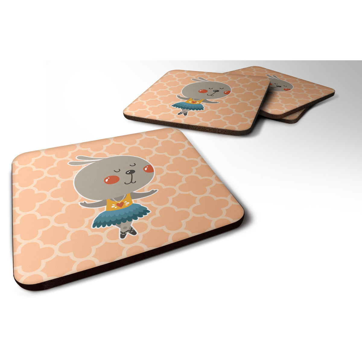 'Caroline'S Treasures Ballerina Rabbit Foam Coaster Set Of 4, 3.5, Multicolor''