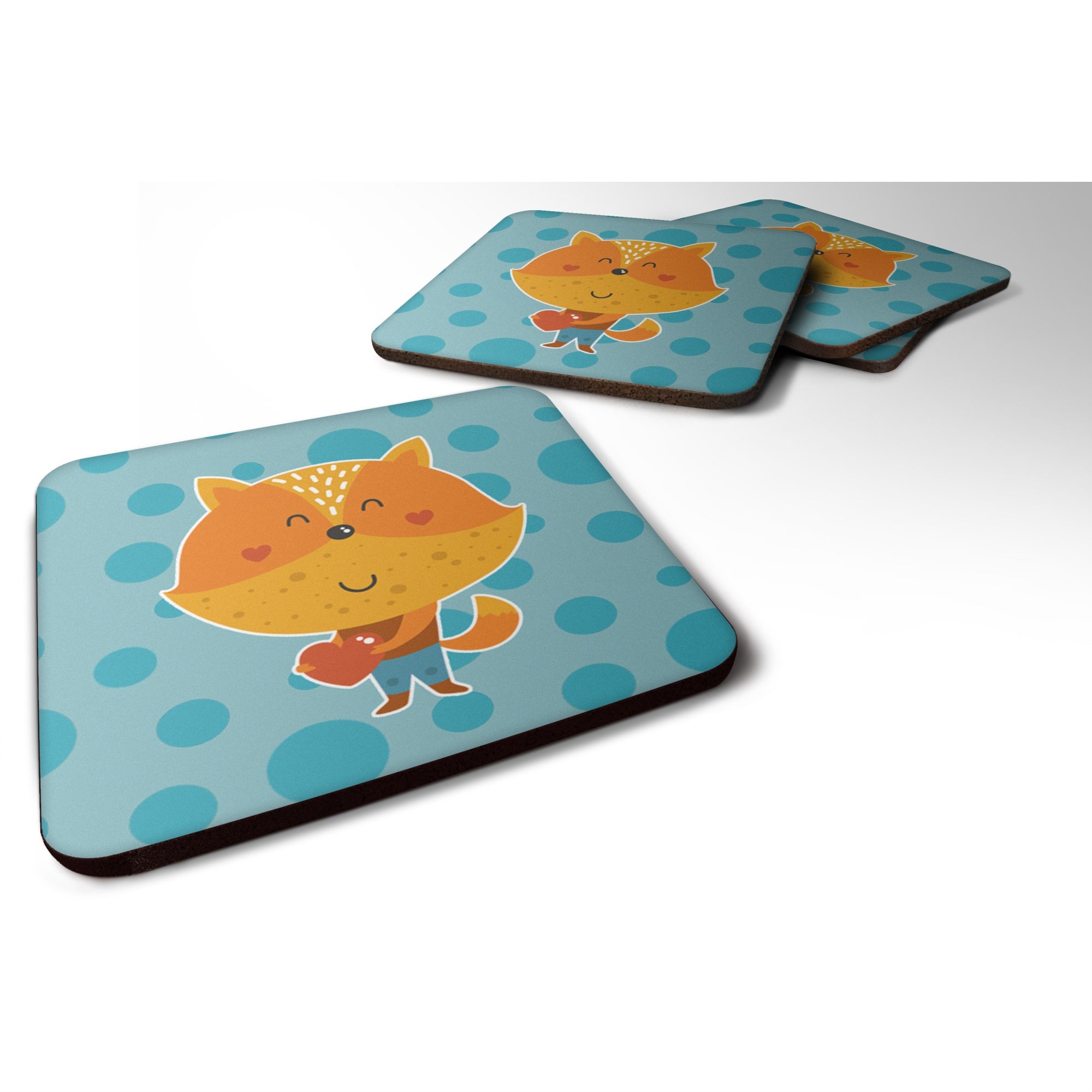 'Caroline'S Treasures Polkadot Squirrel Foam Coaster Set Of 4, 3.5, Multicolor''