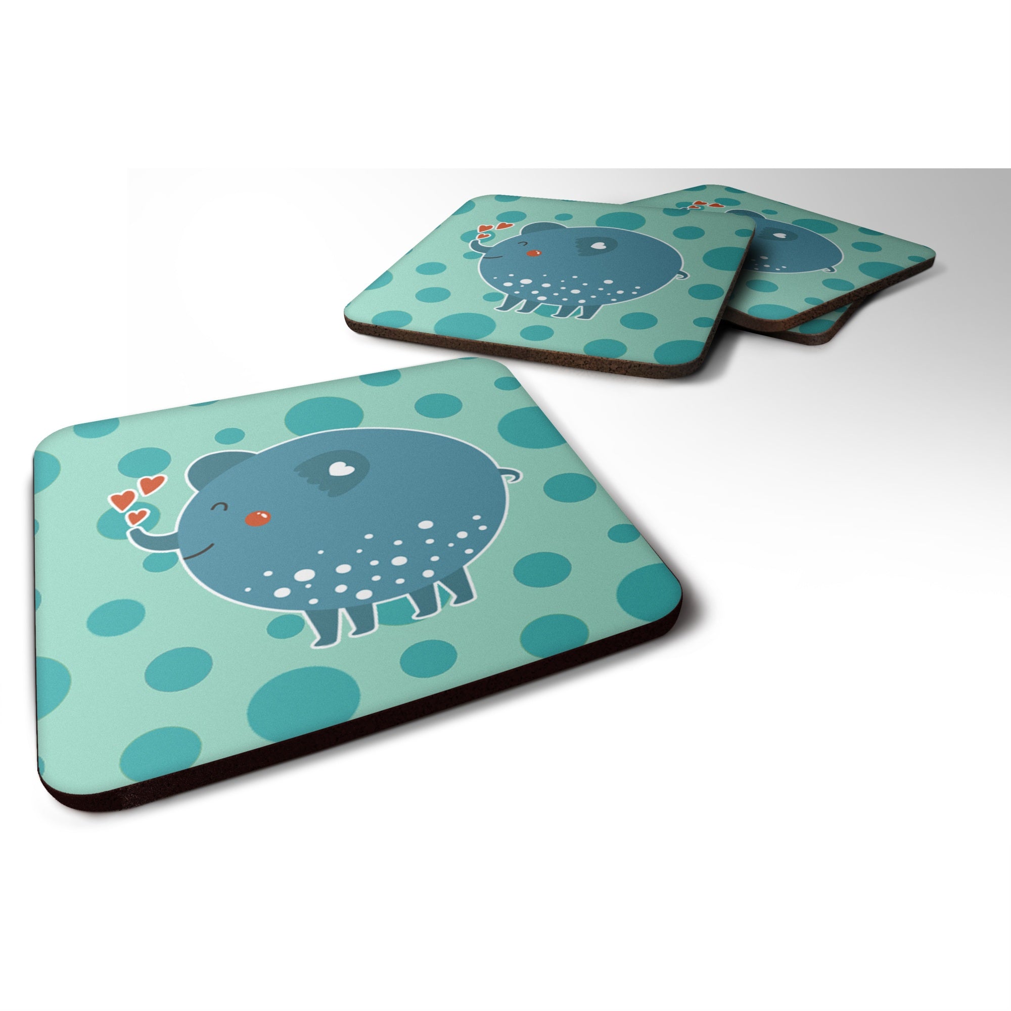 'Caroline'S Treasures Blue Elephant Foam Coaster Set Of 4, 3.5, Multicolor''
