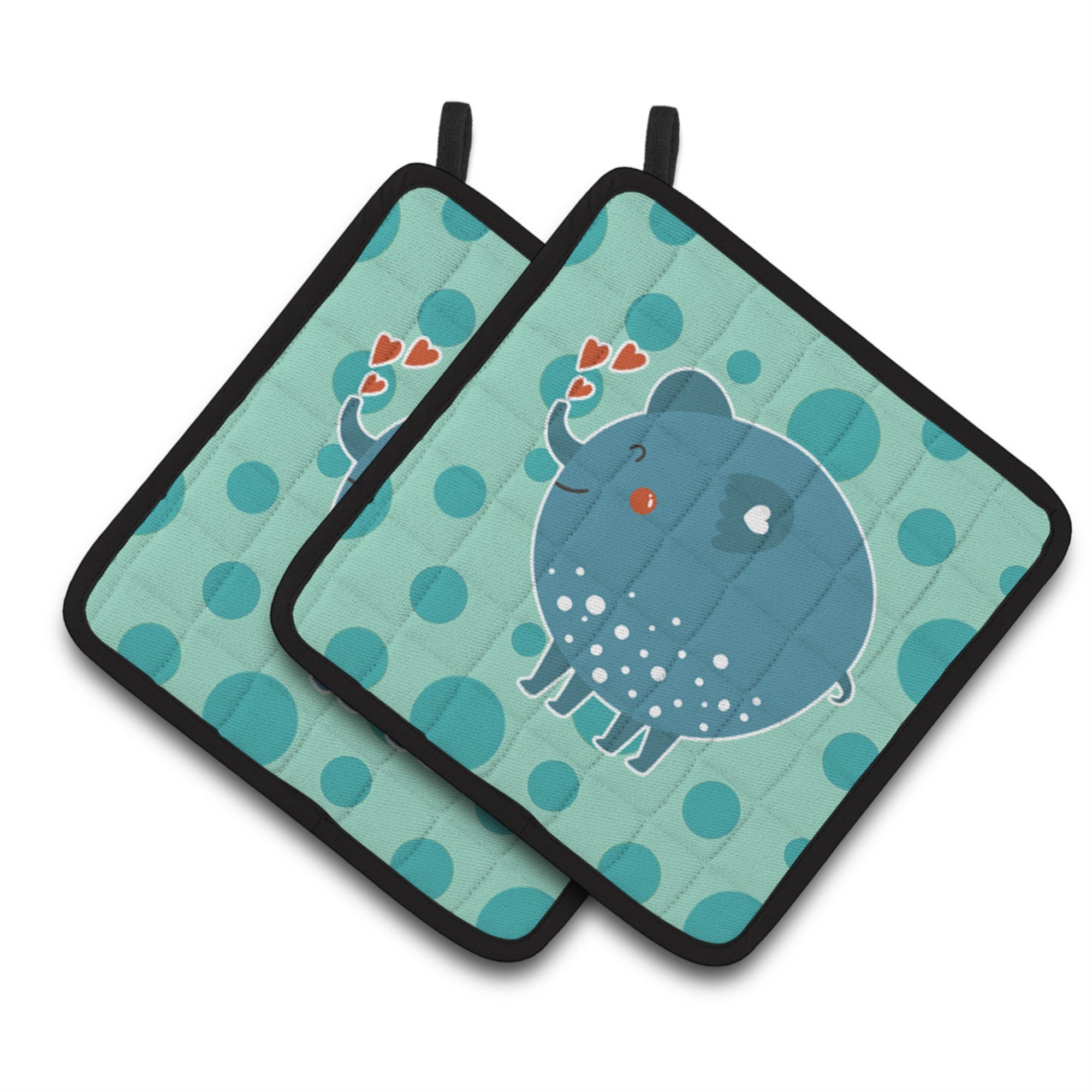 'Caroline'S Treasures Bb6733Pthd Blue Elephant Pair Of Pot Holders, 7.5 X 7.5'''', Multicolor''