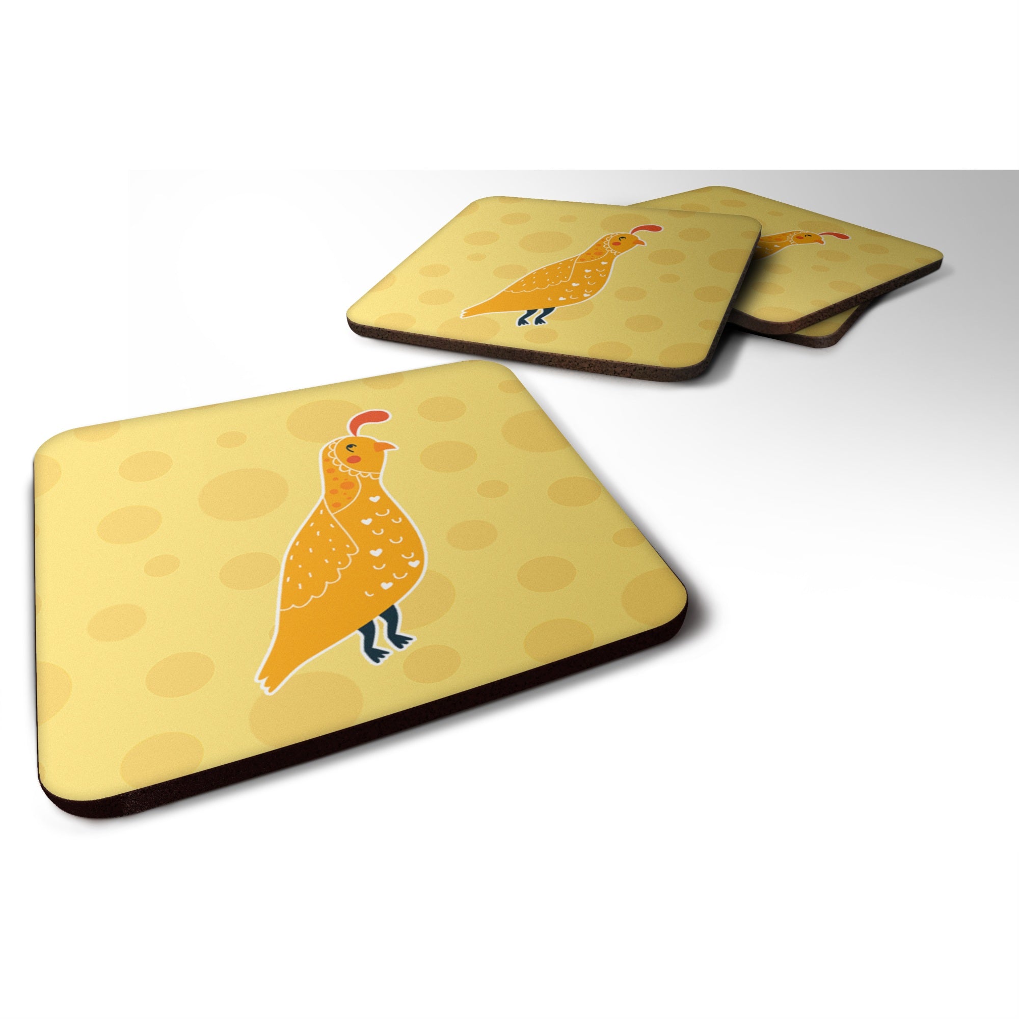 'Caroline'S Treasures Partridge In Polkadots Foam Coaster Set Of 4, 3.5, Multicolor''