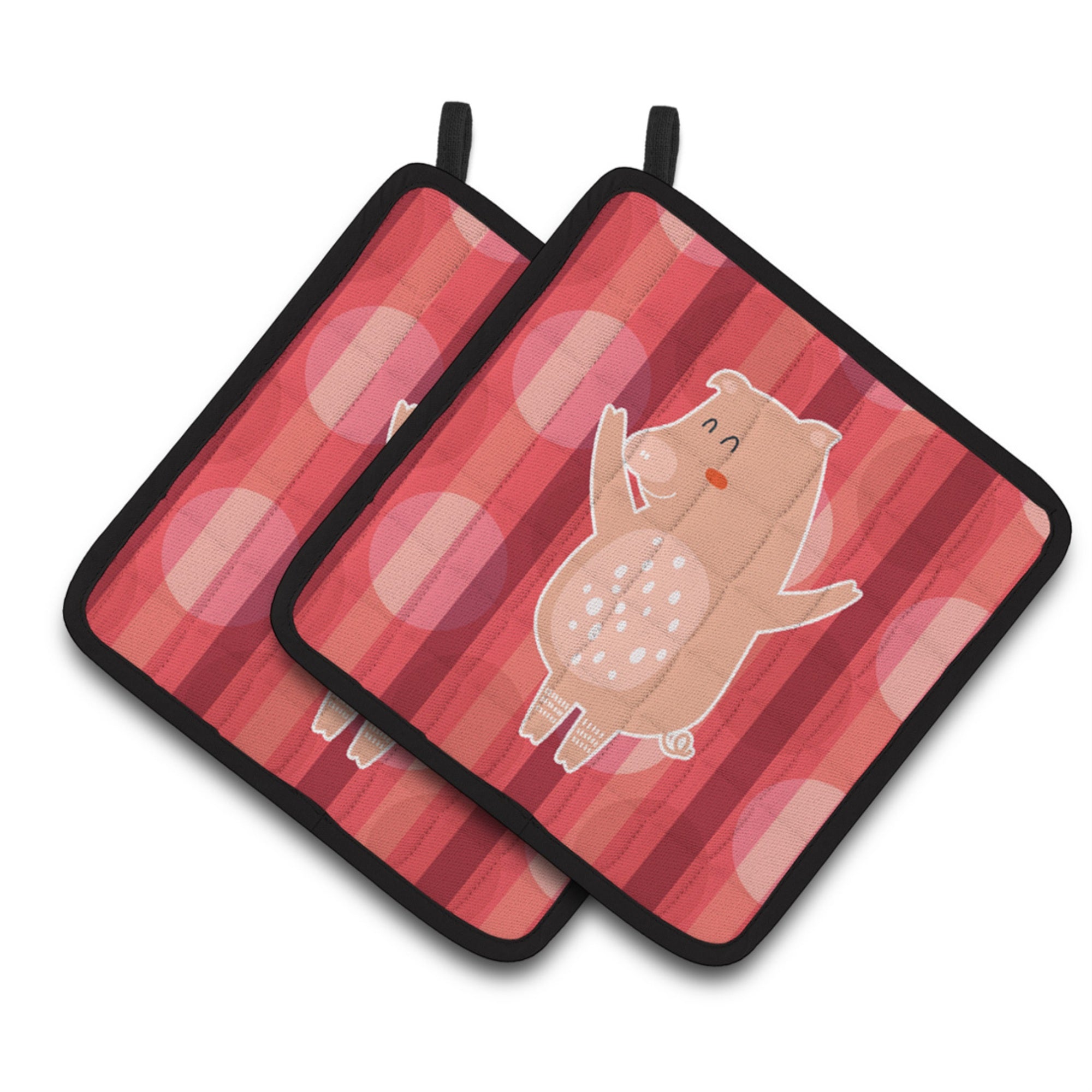 'Caroline'S Treasures Bb6742Pthd Dancing Pig Pair Of Pot Holders, 7.5 X 7.5'''', Multicolor''