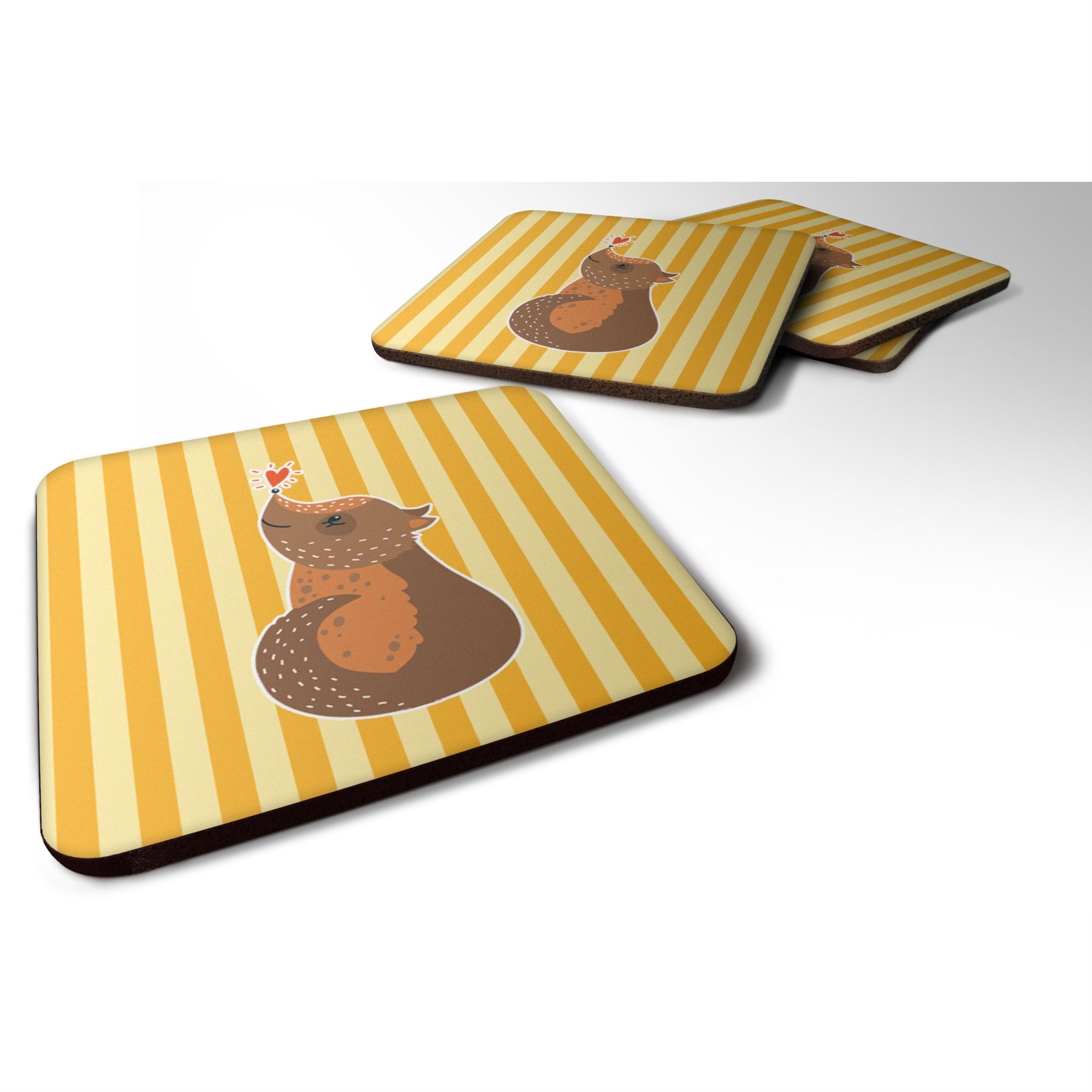 'Caroline'S Treasures Opossum Love Foam Coaster Set Of 4, 3.5, Multicolor''