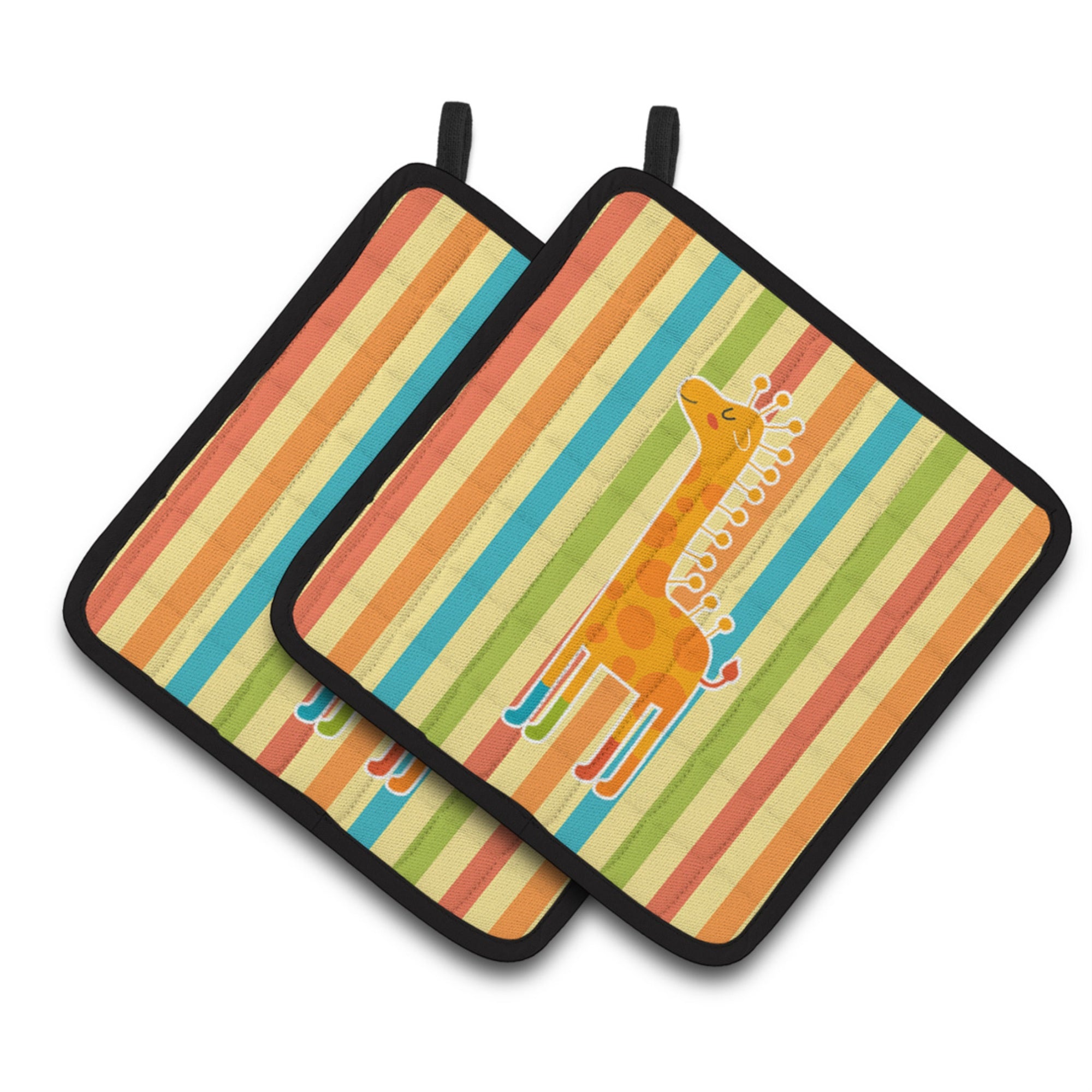 'Caroline'S Treasures Giraffe In Socks Pair Of Pot Holders, 7.5 X 7.5, Multicolor''